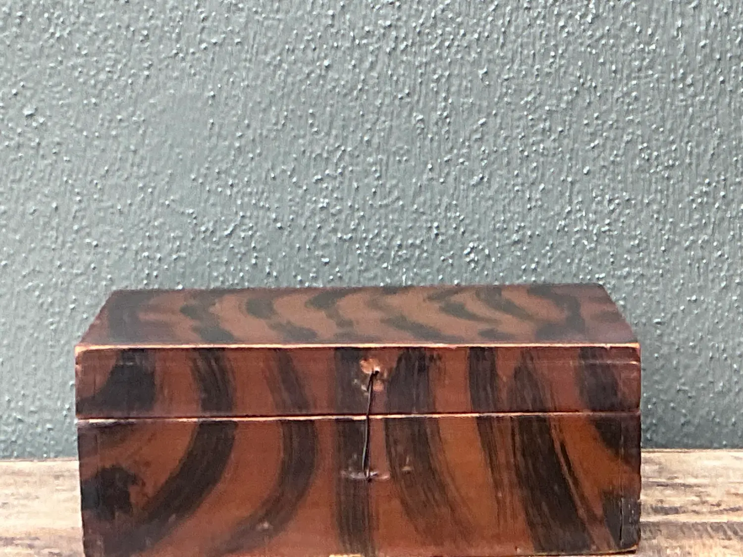 Vintage Hand Painted Tiger Stripe Primitive Box - Top view