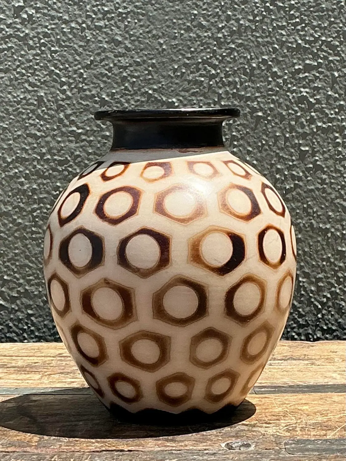 Vintage Hexagon Bubble Vase - Side view