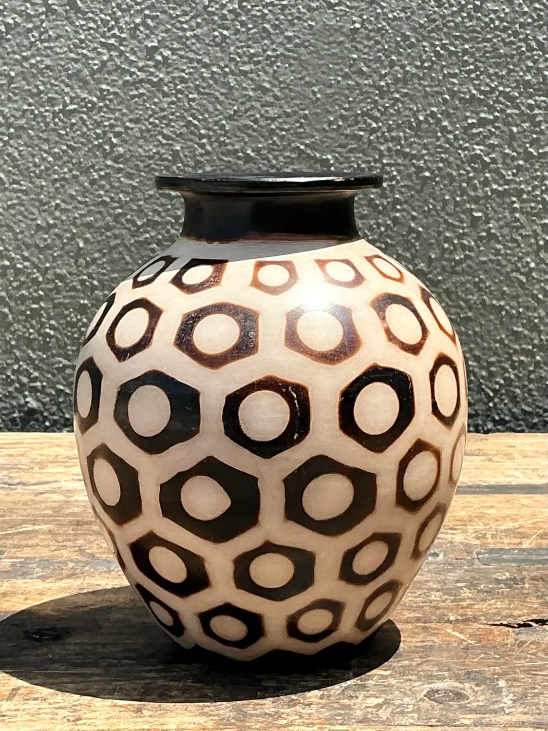 Vintage Hexagon Bubble Vase - Back view