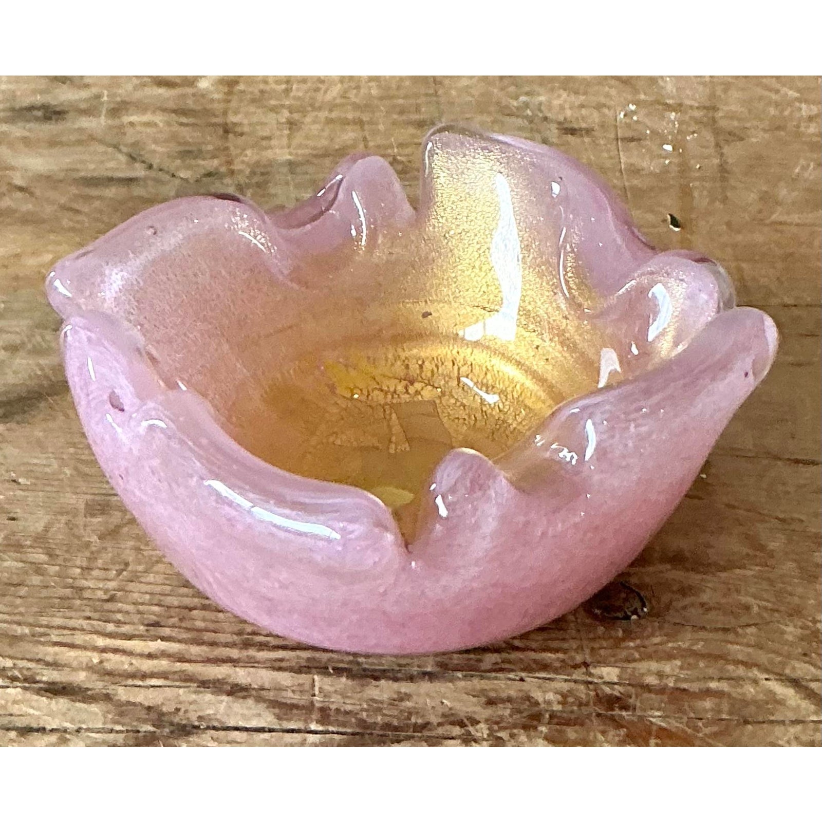 Vintage Italian Art Glass Bowl After Murano - Glass, 4.5W x 2H - Back view