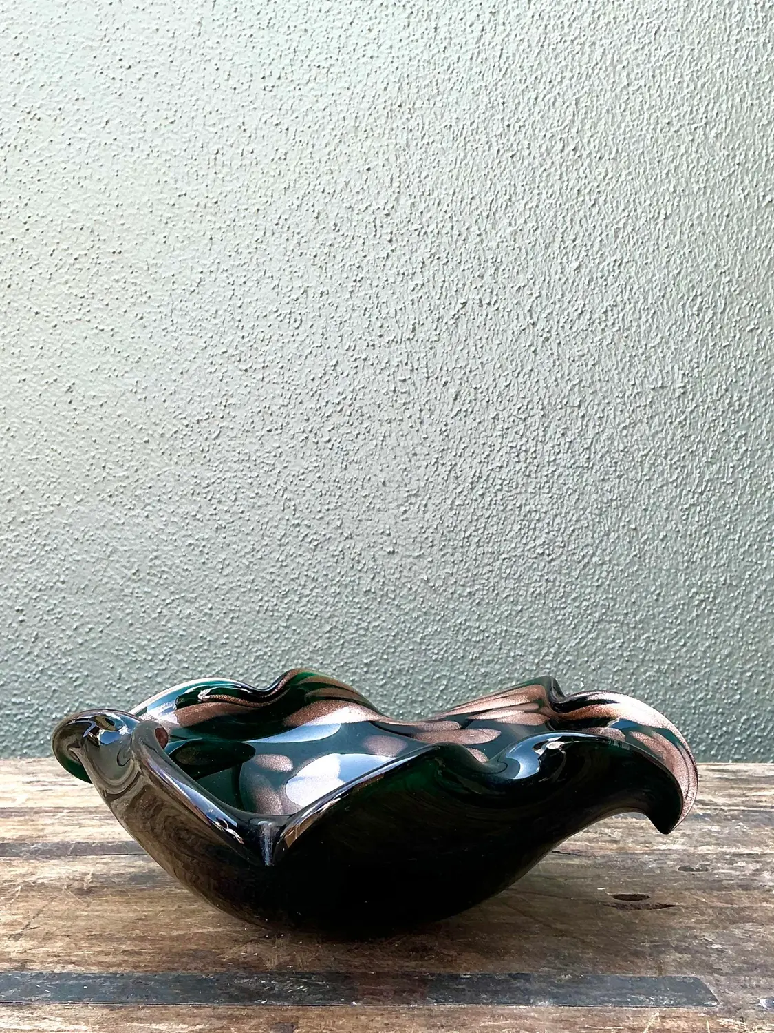 Vintage Italian Art Glass Bowl After Murano - Blown Glass, 8.25W x 3.25H - Detail view