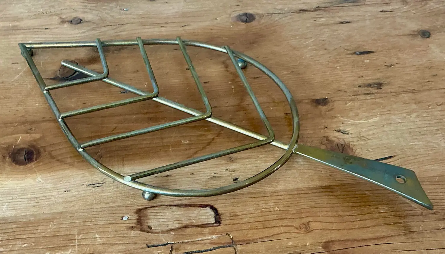 Vintage Italian Brass Leaf Trivet - 195 - Back view