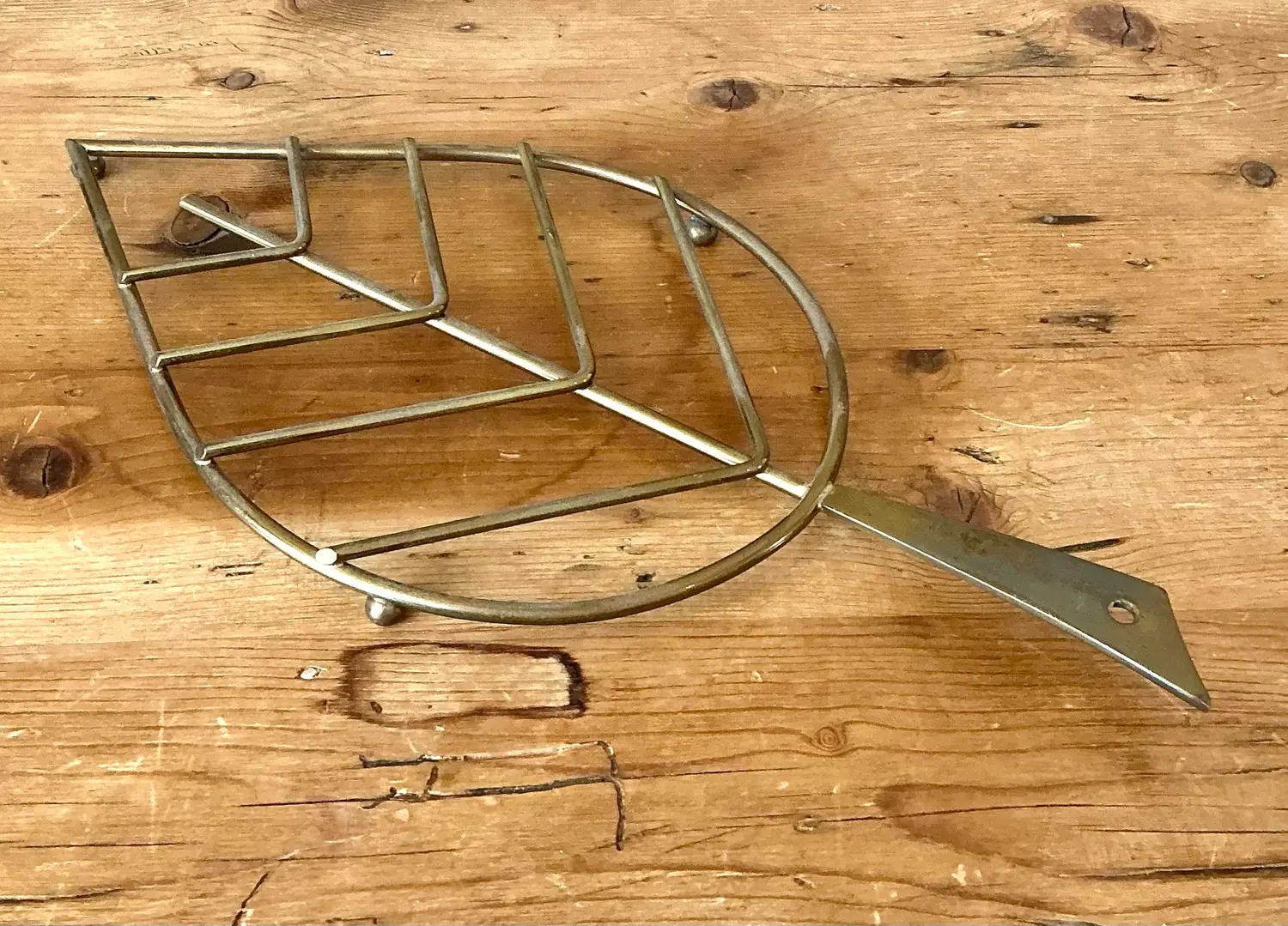 Vintage Italian Brass Leaf Trivet - 195 - Top view