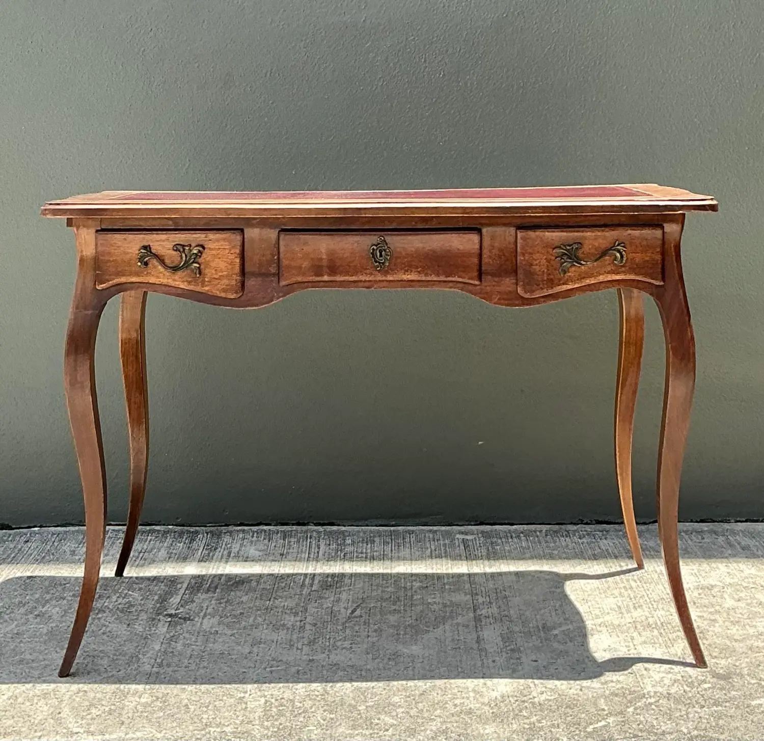 Vintage Italian Embossed Leather Top Writing Desk