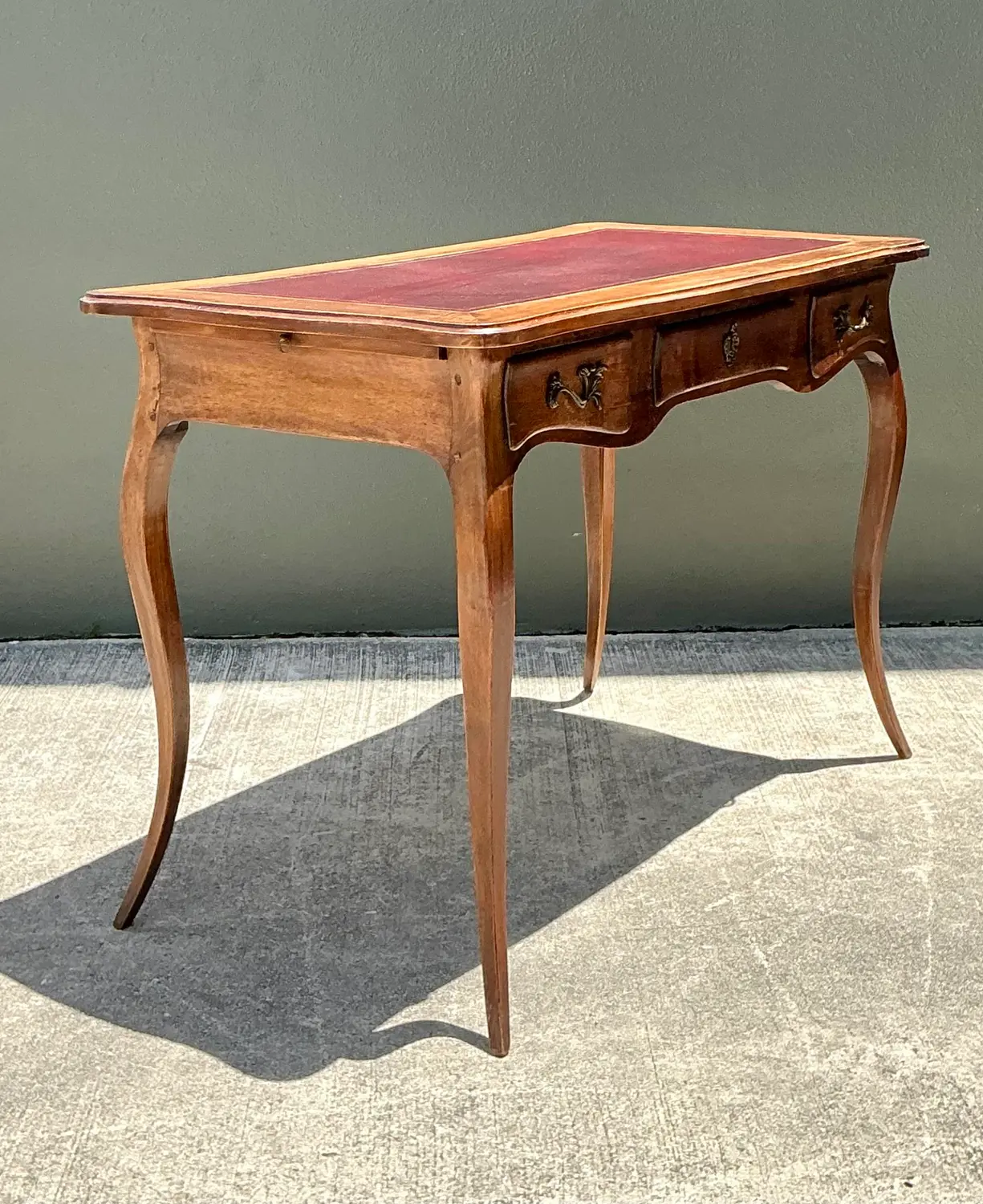 Vintage Italian Embossed Leather Top Writing Desk - Detail view