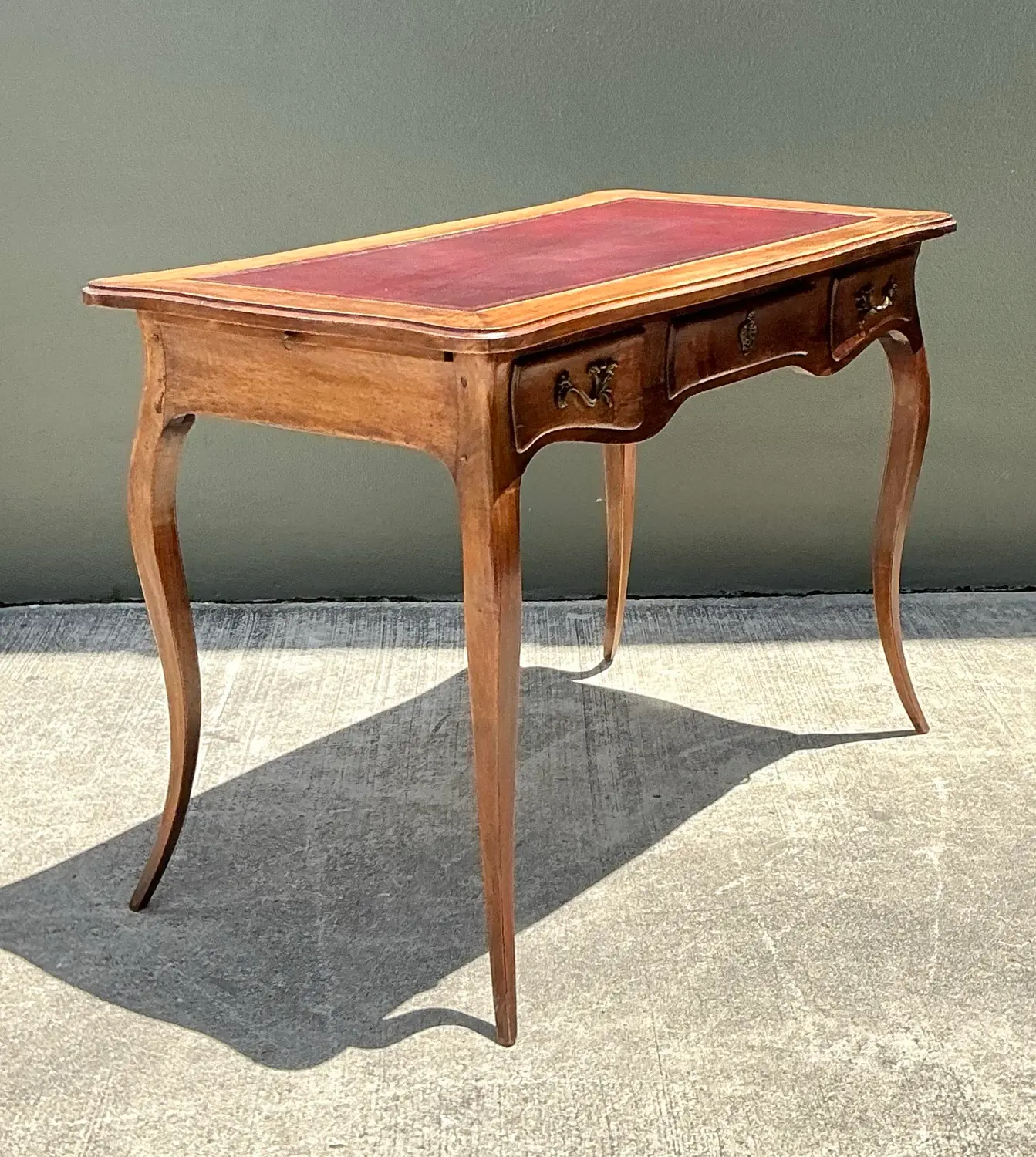 Vintage Italian Embossed Leather Top Writing Desk - Back view