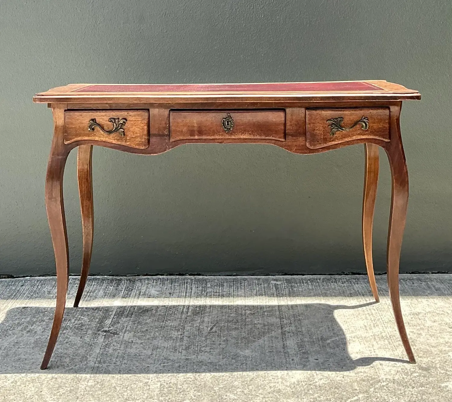 Vintage Italian Embossed Leather Top Writing Desk - Top view