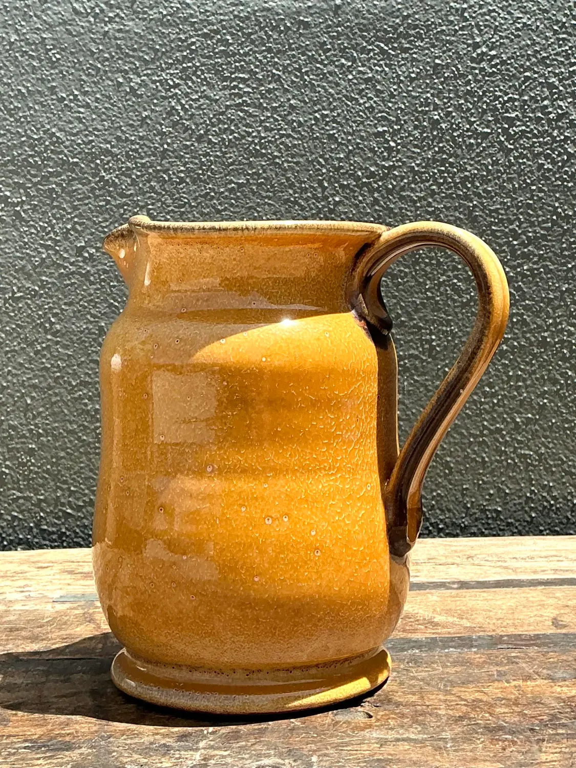 Vintage Italian Glazed Ceramic Pitcher - Side view