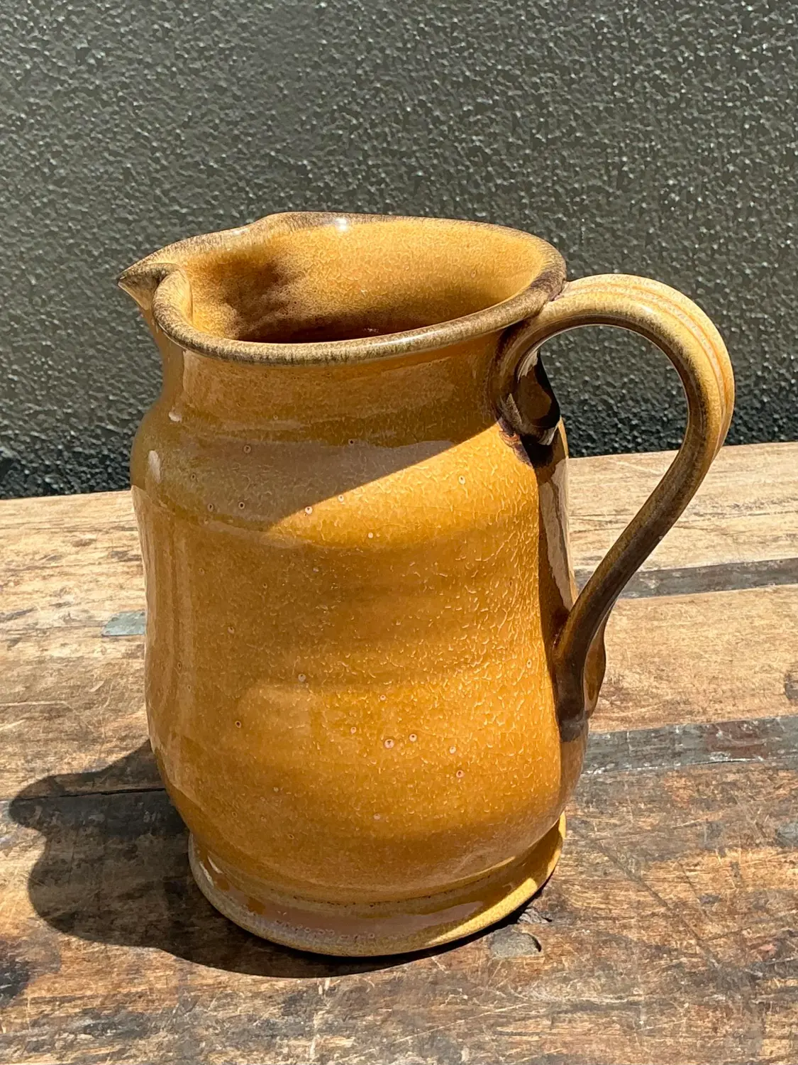 Vintage Italian Glazed Ceramic Pitcher - Top view