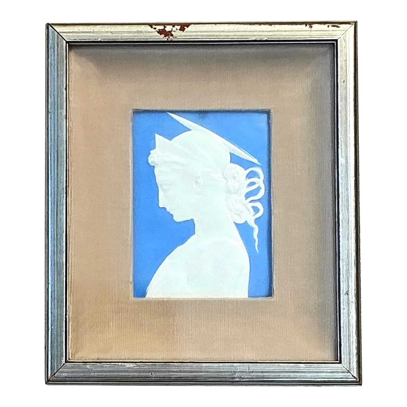 Vintage Italian Glazed Ceramic Profile Tile - Detail view