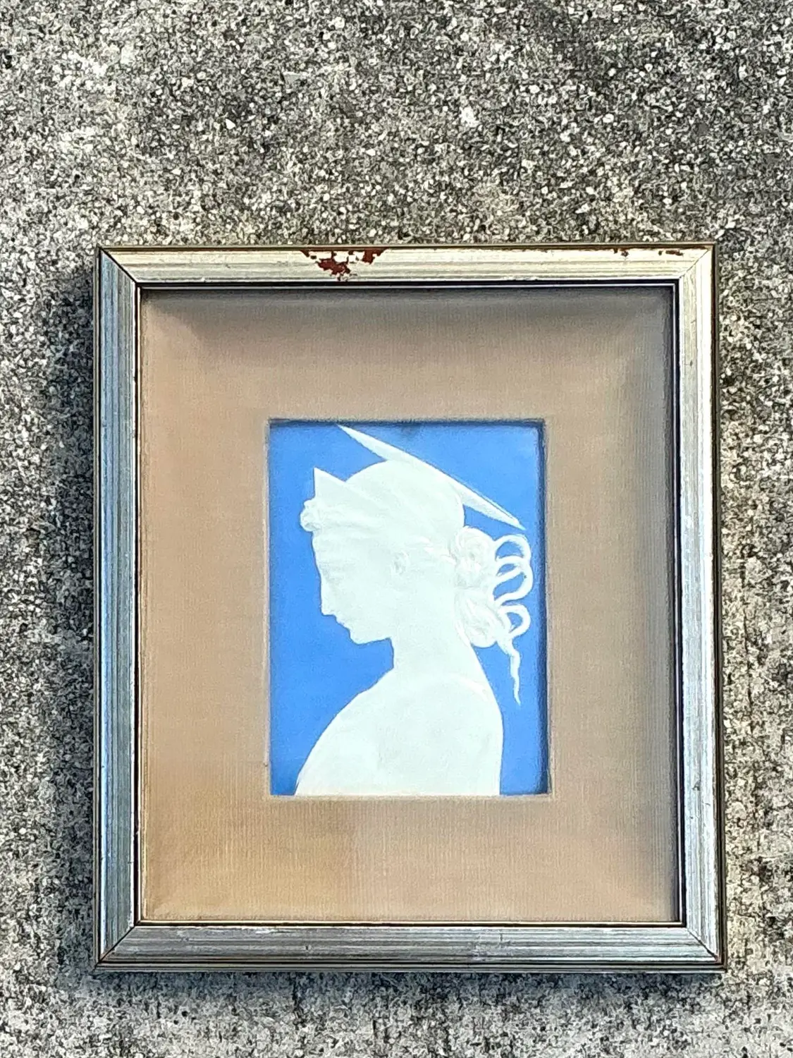 Vintage Italian Glazed Ceramic Profile Tile - Top view