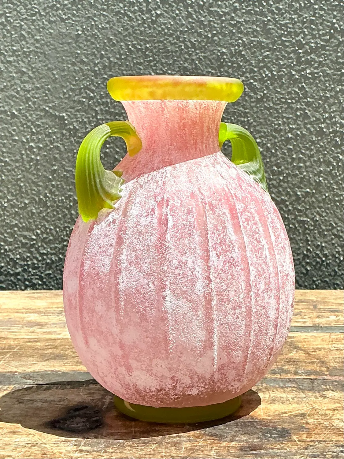 Vintage Italian Hand Blown Glass Vase - Blown Glass, 6.75W x 7.75H - Detail view