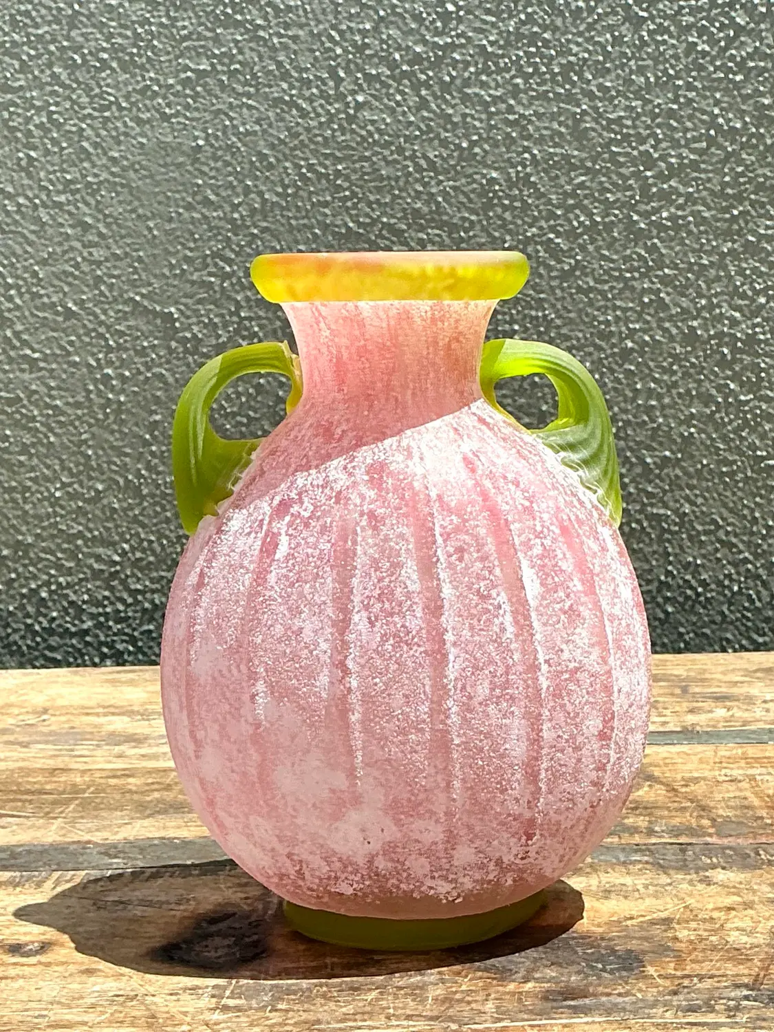 Vintage Italian Hand Blown Glass Vase - Blown Glass, 6.75W x 7.75H - Top view