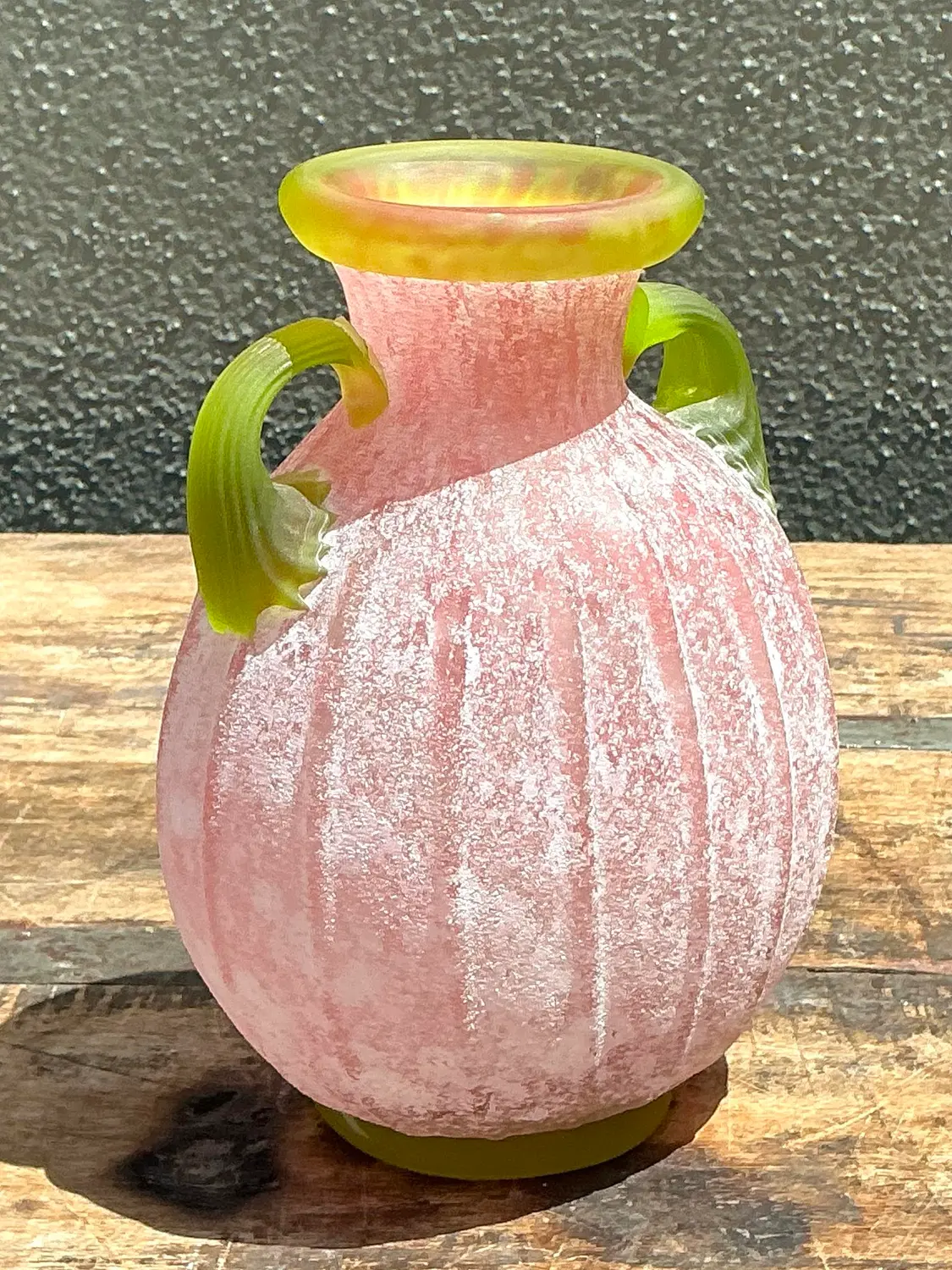 Vintage Italian Hand Blown Glass Vase - Blown Glass, 4.75W x 7H - Detail view