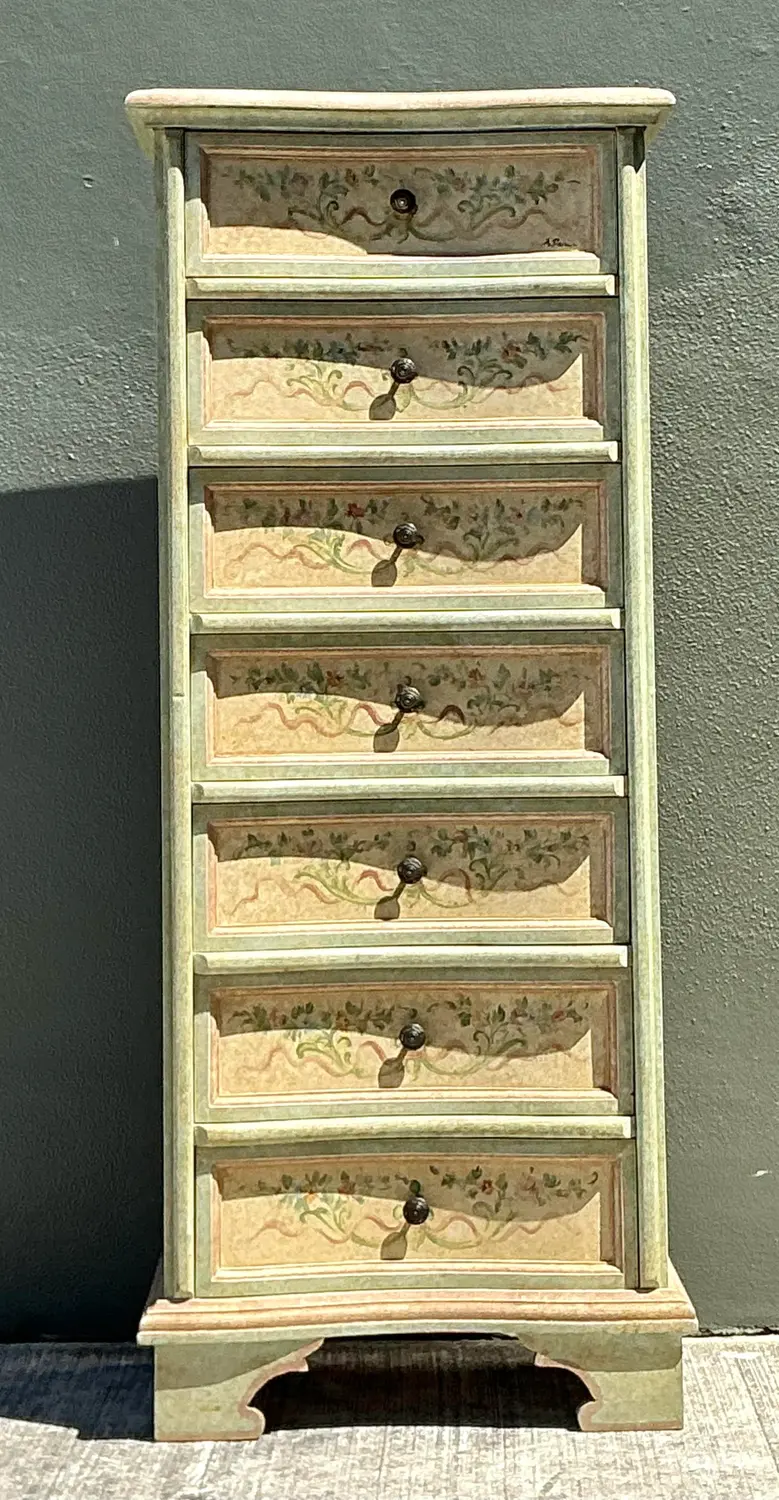Vintage Italian Hand Painted Ligerie Chest - Back view