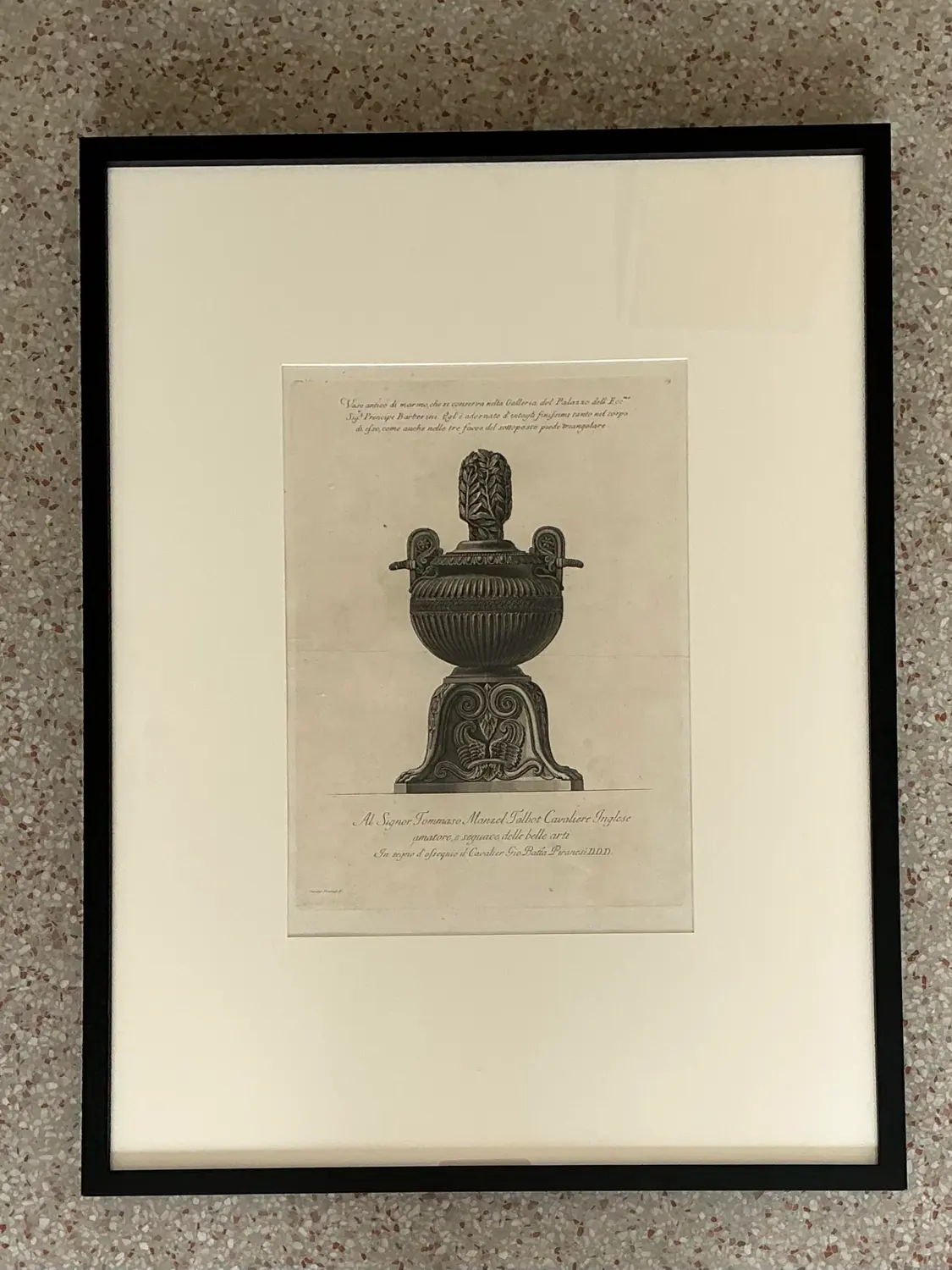 Vintage Italian Monumental Giovanni Batista Piranesi Urn Print - Side view