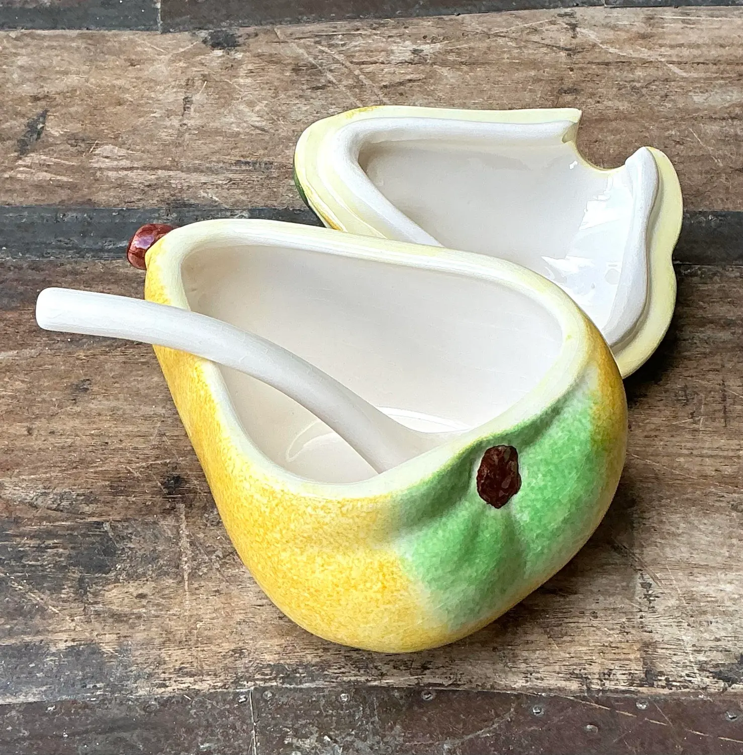 Vintage Italian Pear Sugar Bowl - Back view