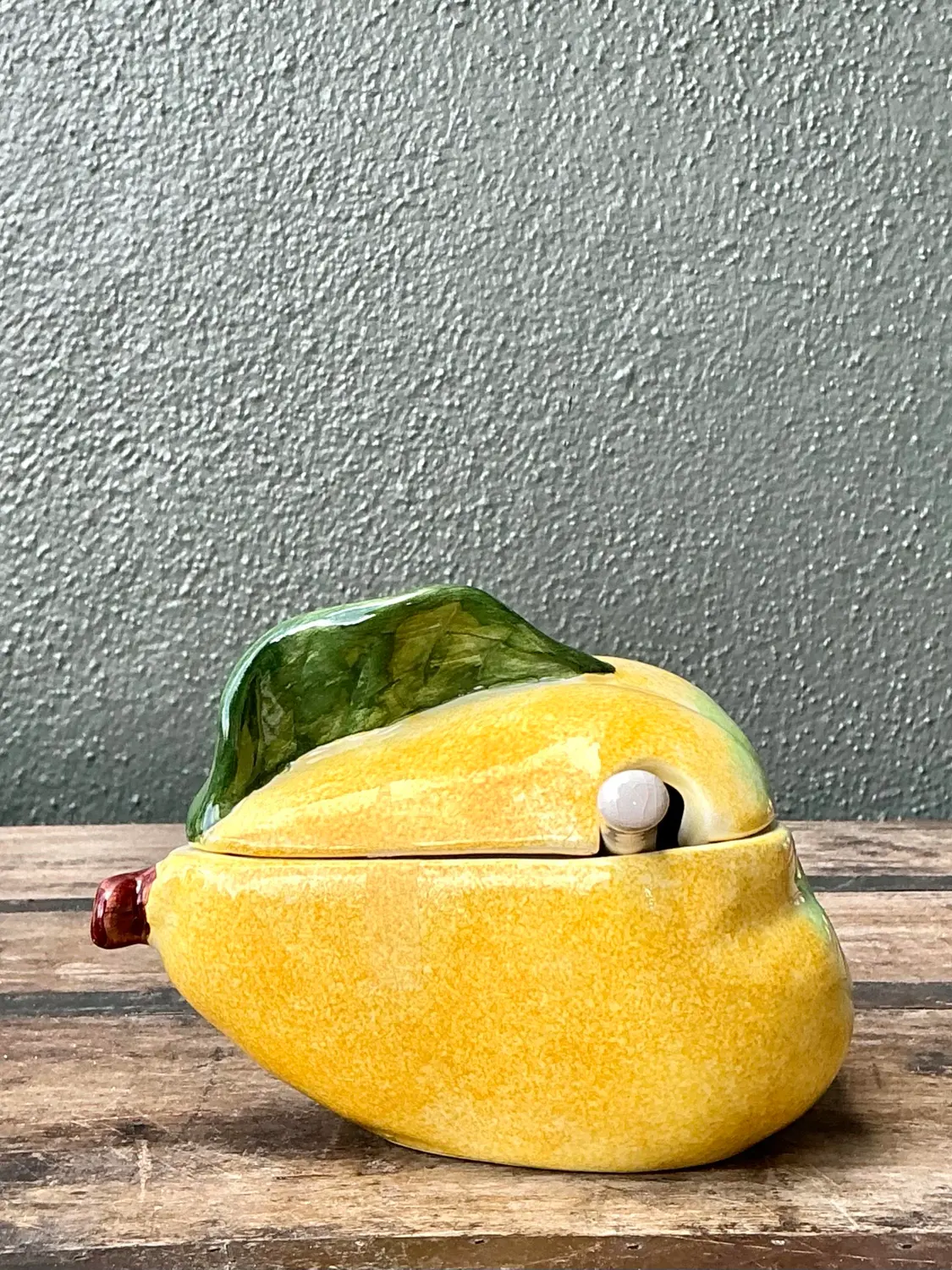 Vintage Italian Pear Sugar Bowl - Top view