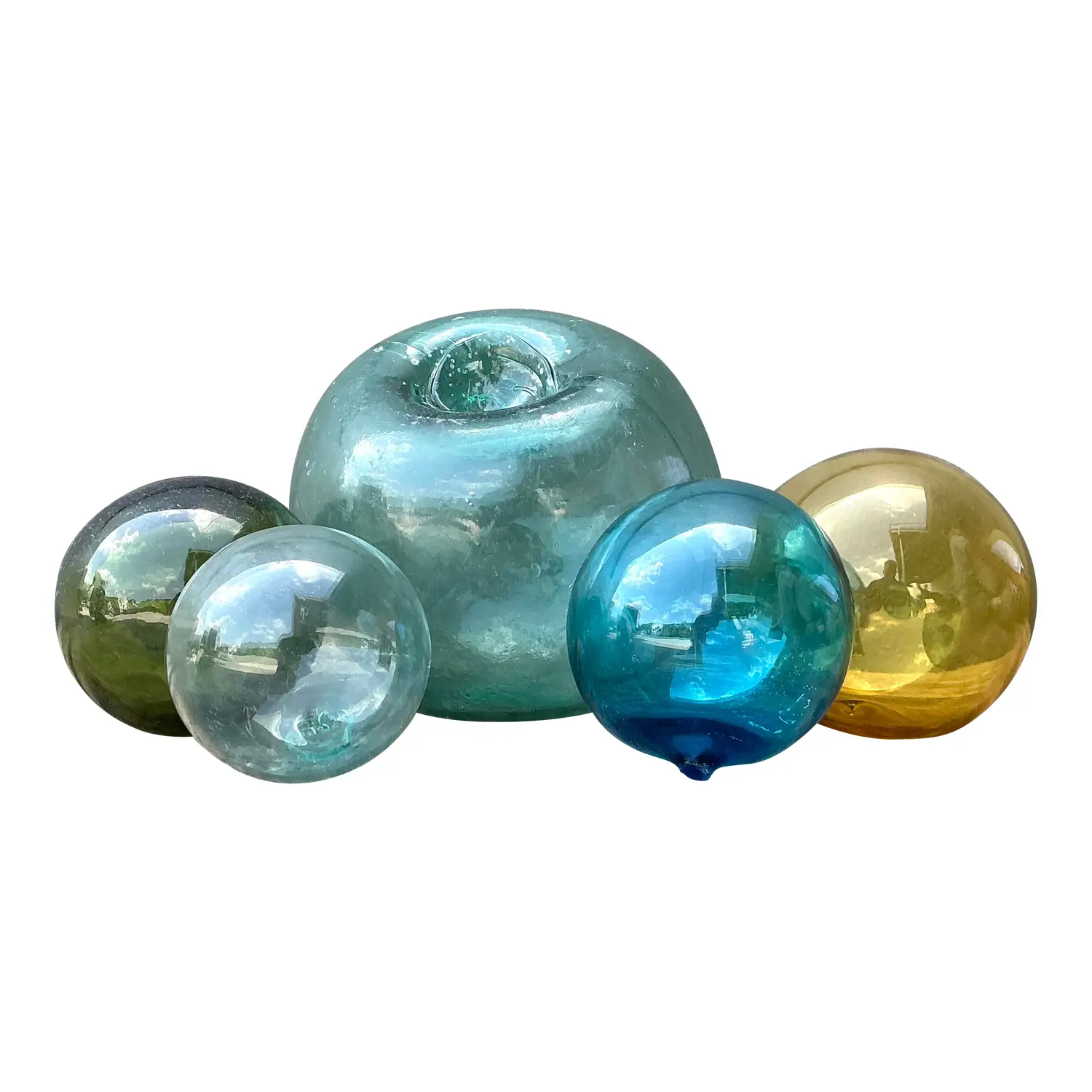 Vintage Japanese Glass Buoys - Set of 5
