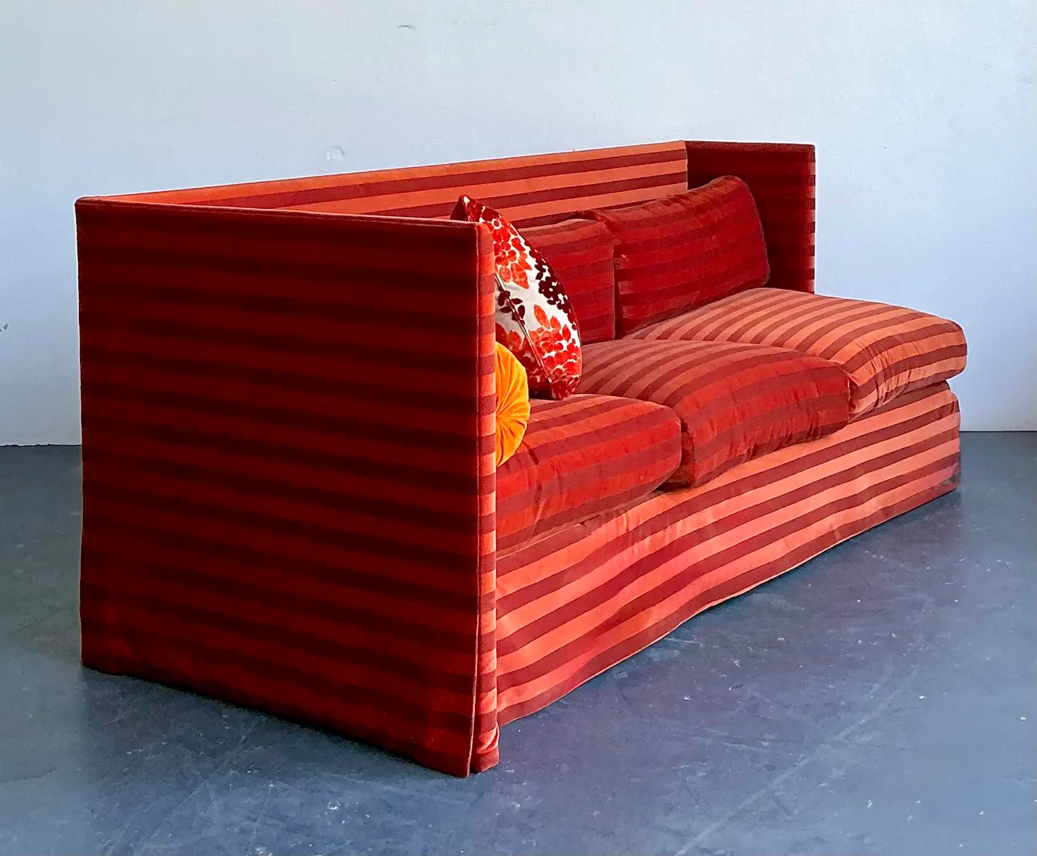 Vintage John Saladino Striped Velvet Sofa