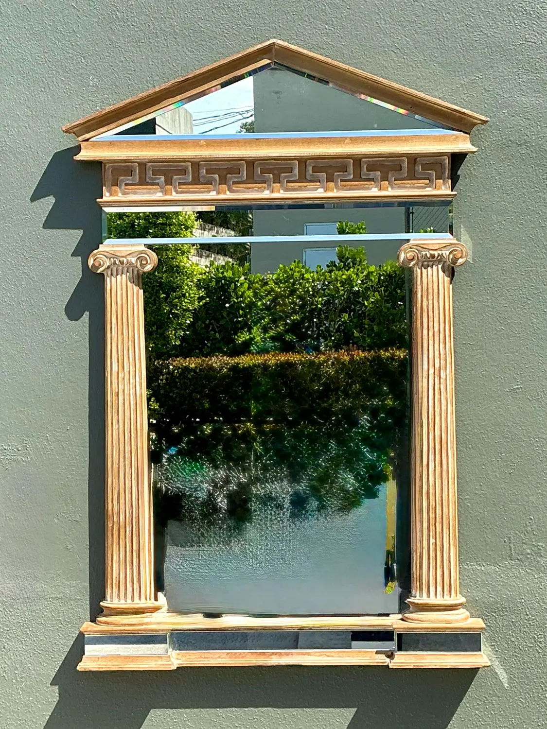 Vintage LaBarge Greek Key Pediment Mirror - Detail view