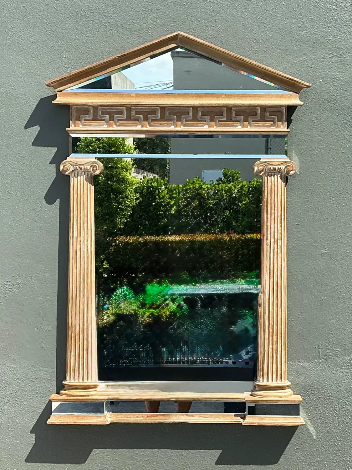Vintage LaBarge Greek Key Pediment Mirror - Side view