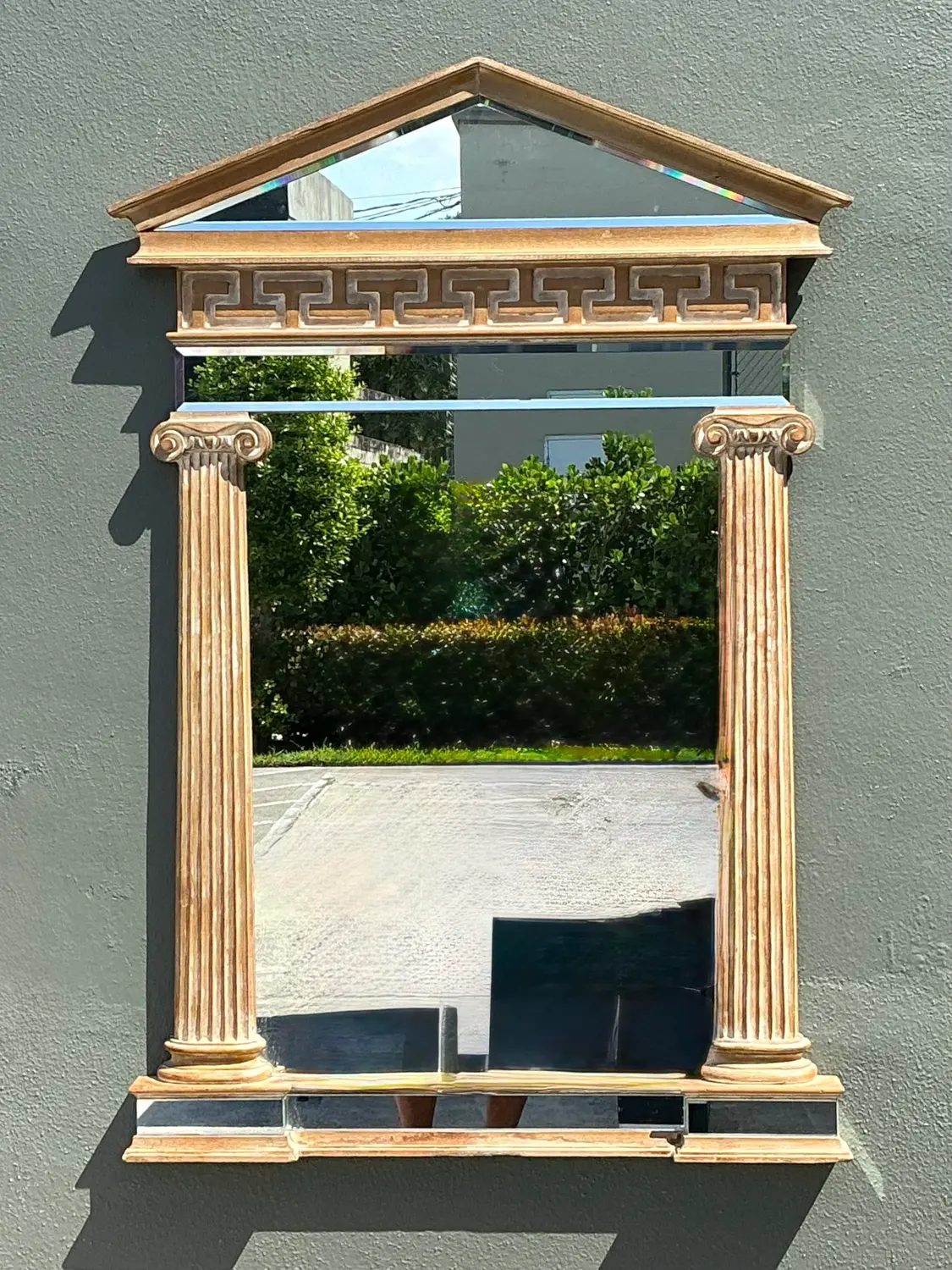 Vintage LaBarge Greek Key Pediment Mirror - Back view