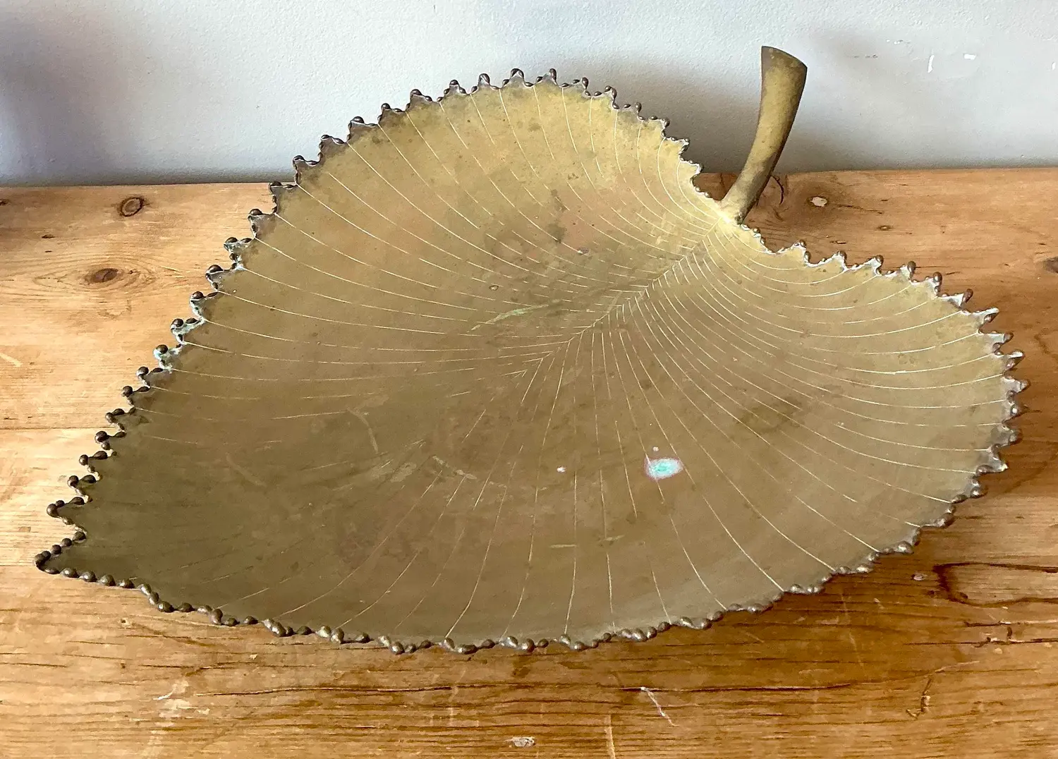 Vintage Large Brass Leaf Tray