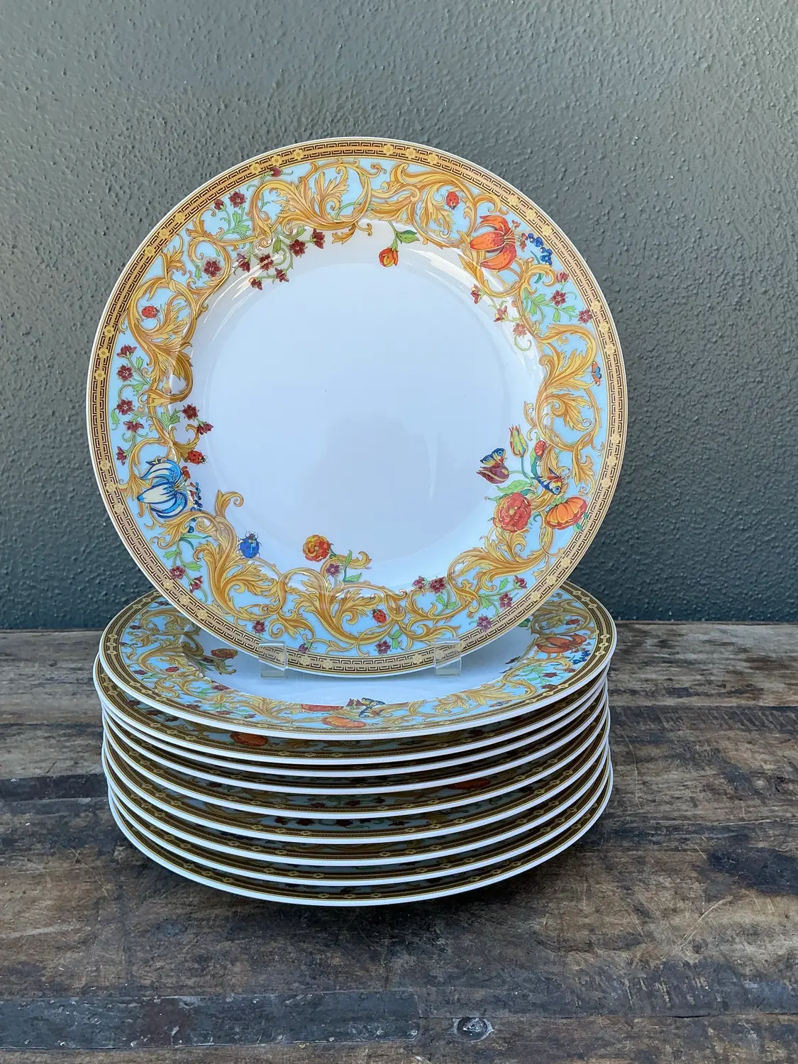 Vintage “Les Jardin De Versace” for Rosenthal Dinner Plates Z- Set of 10 - Detail view
