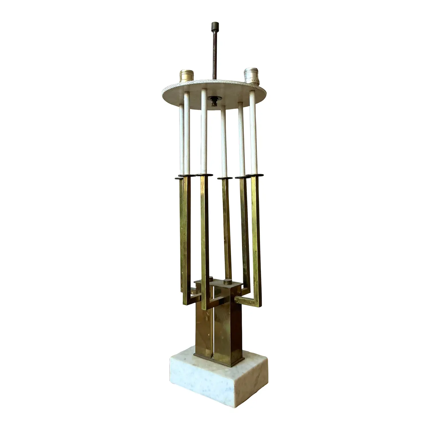 Vintage MCM Brass Candelabra Lamp After Tommi Parzinger - Side view