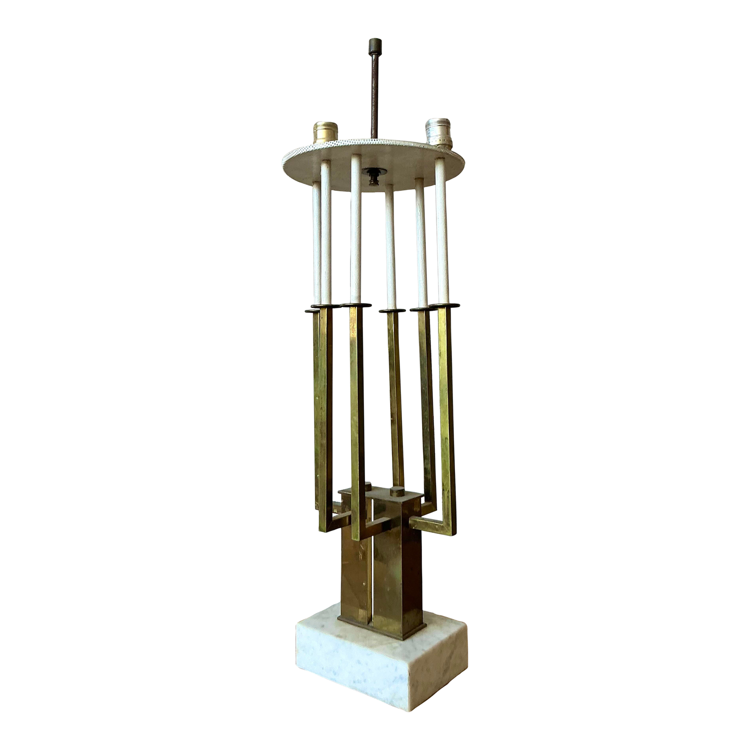 Vintage MCM Brass Candelabra Lamp After Tommi Parzinger - Back view