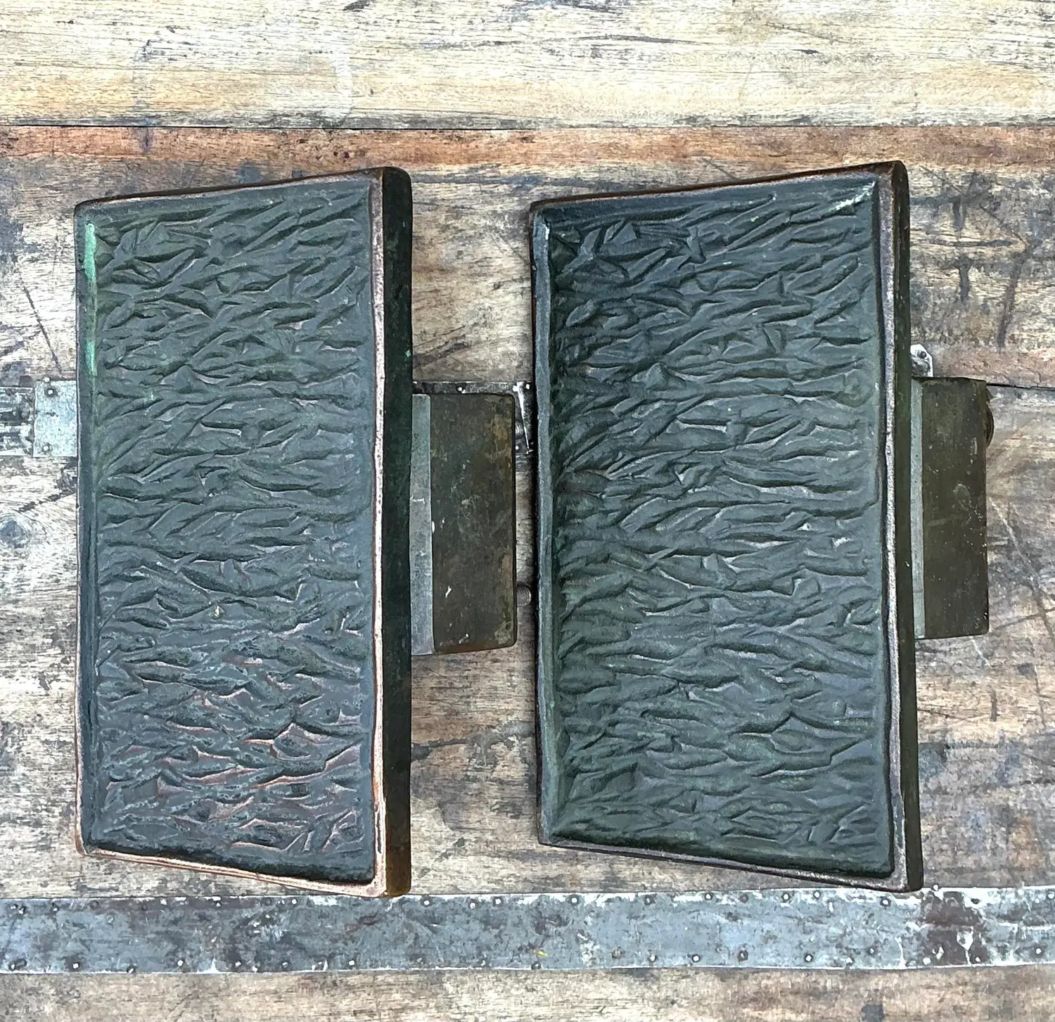 Vintage MCM Bronze Door Handles - Set of 2 - Detail view