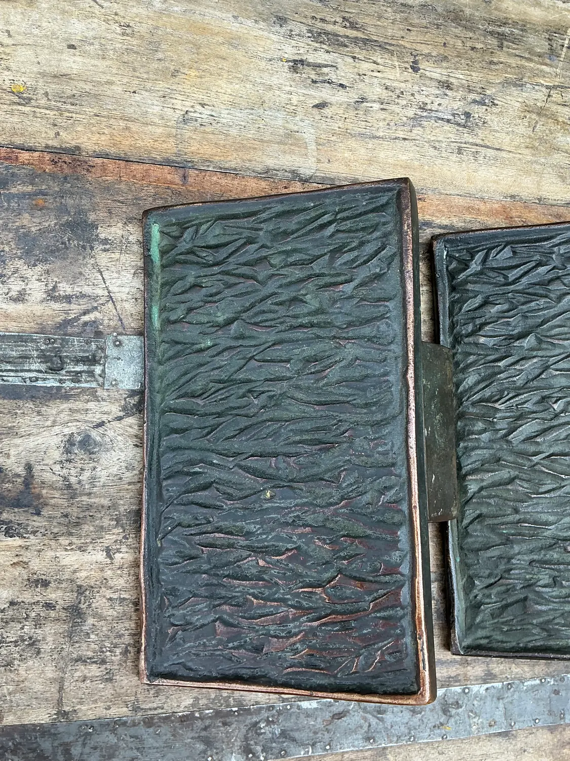 Vintage MCM Bronze Door Handles - Set of 2 - Side view