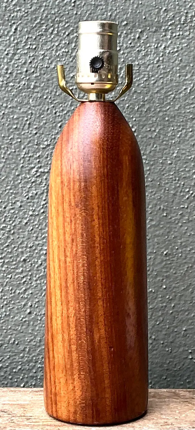 Vintage MCM Danish Wood Bullet Lamp - Back view