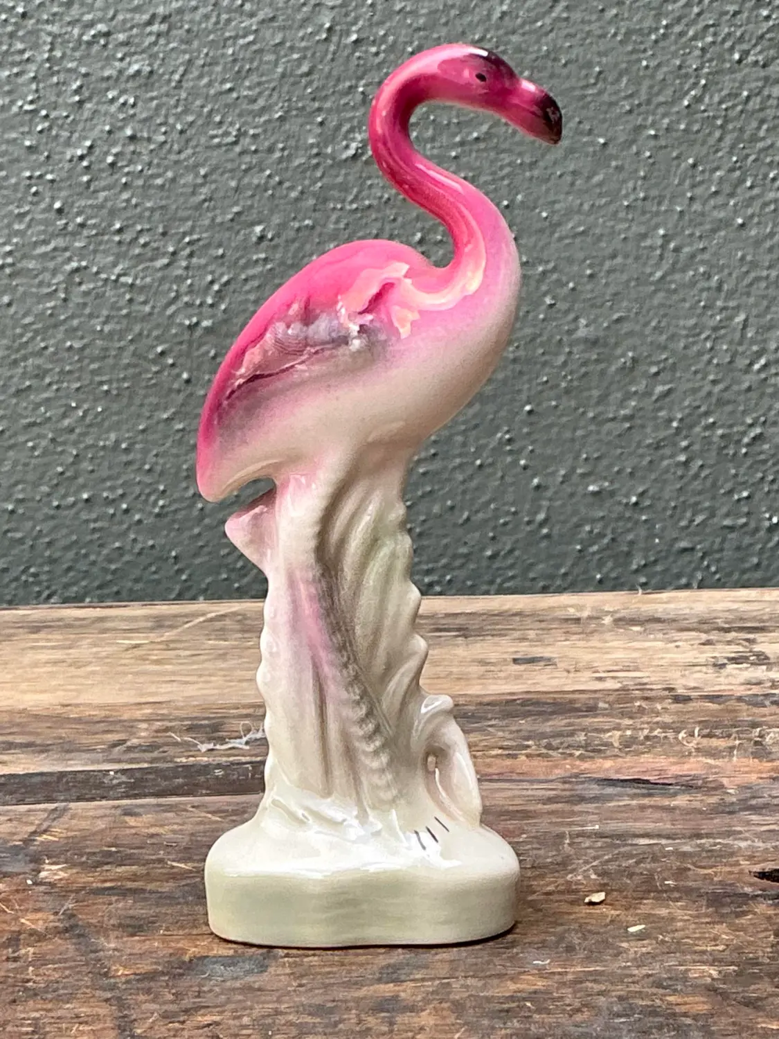 Vintage MCM Glazed Ceramic Flamingo - Ceramic, 2.5W x 6H