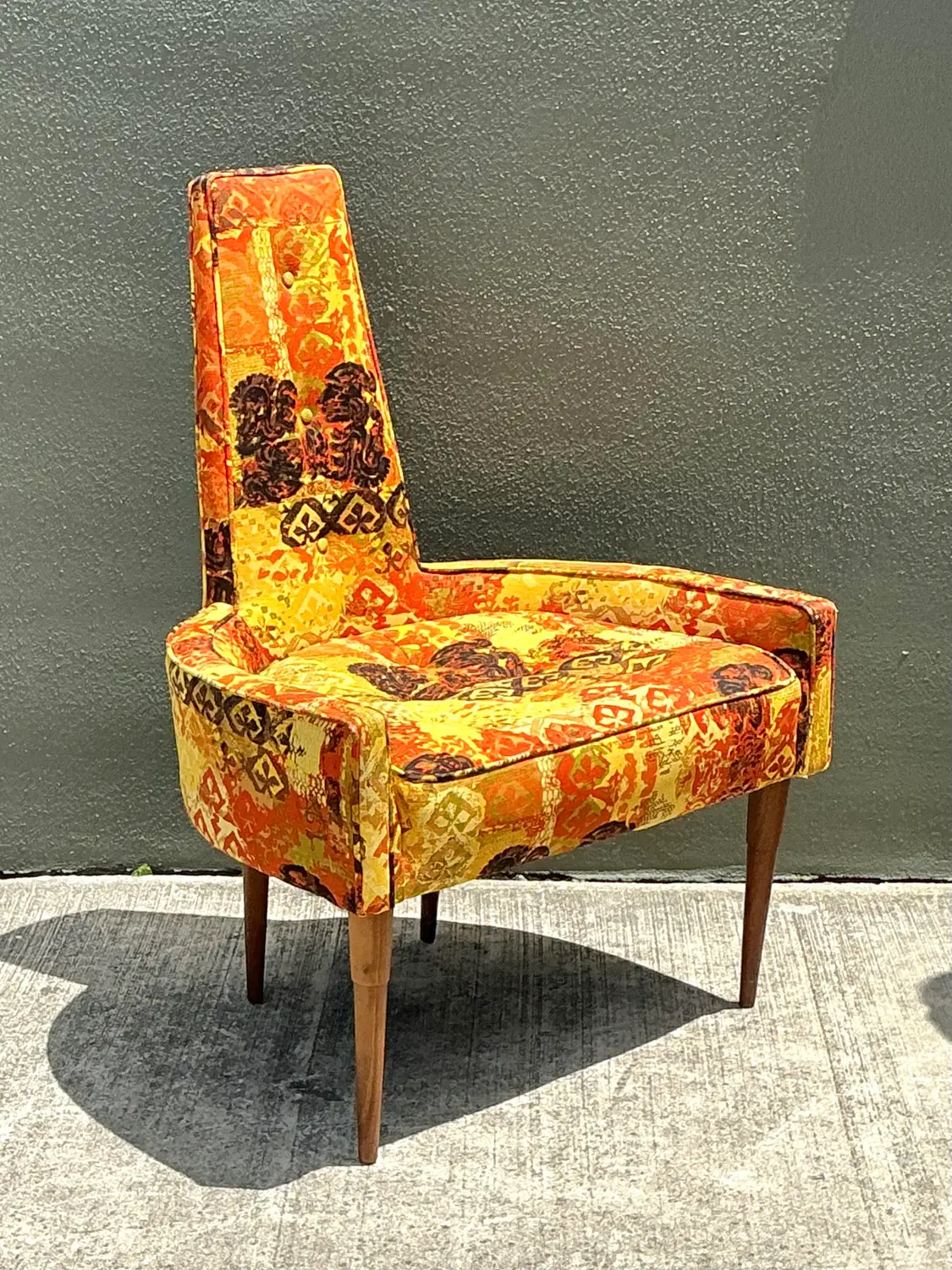 Vintage MCM High Back Lounge Chair - Side view