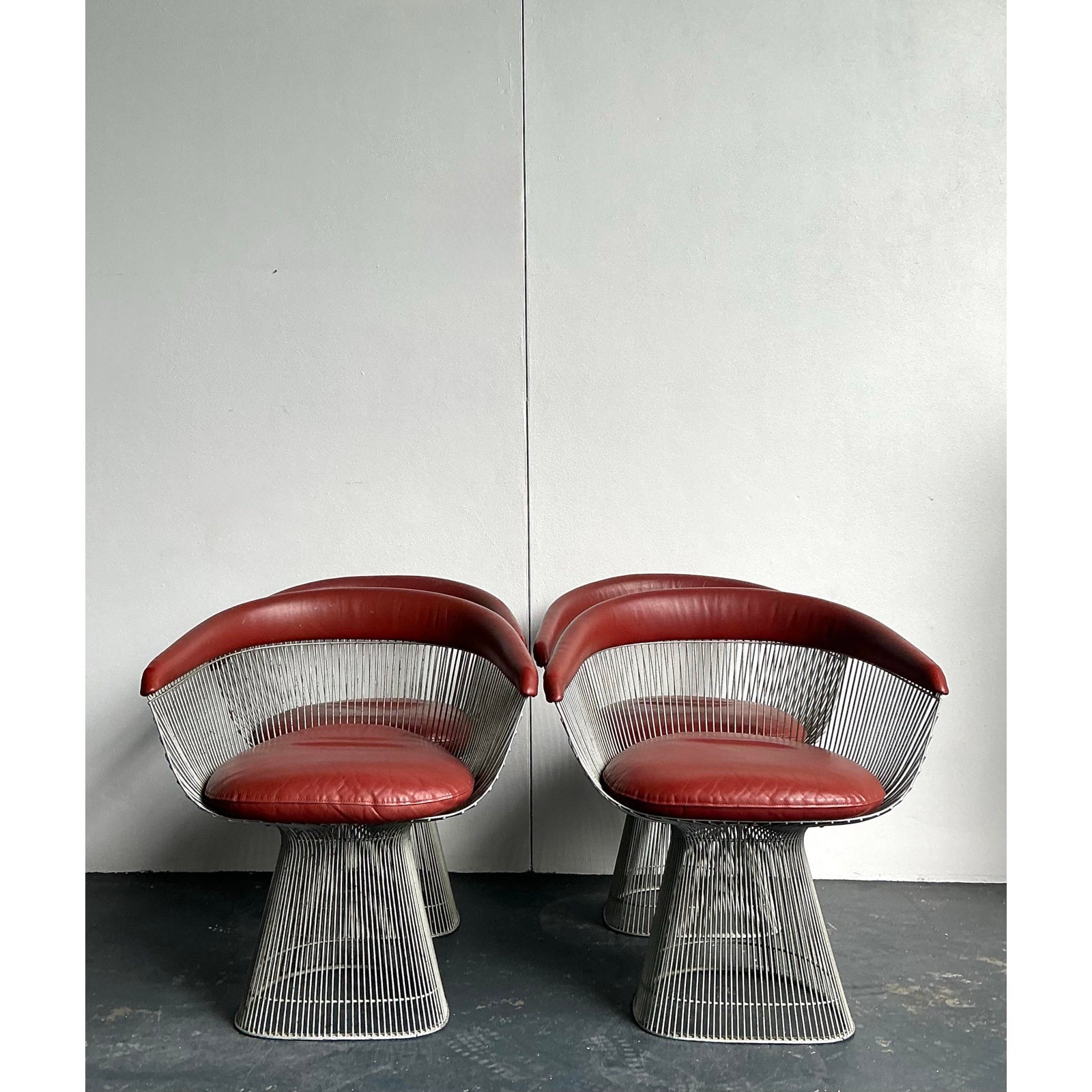 Vintage MCM Warren Platner for Knoll Chrome Dining Chairs - Set of 4 - Side view