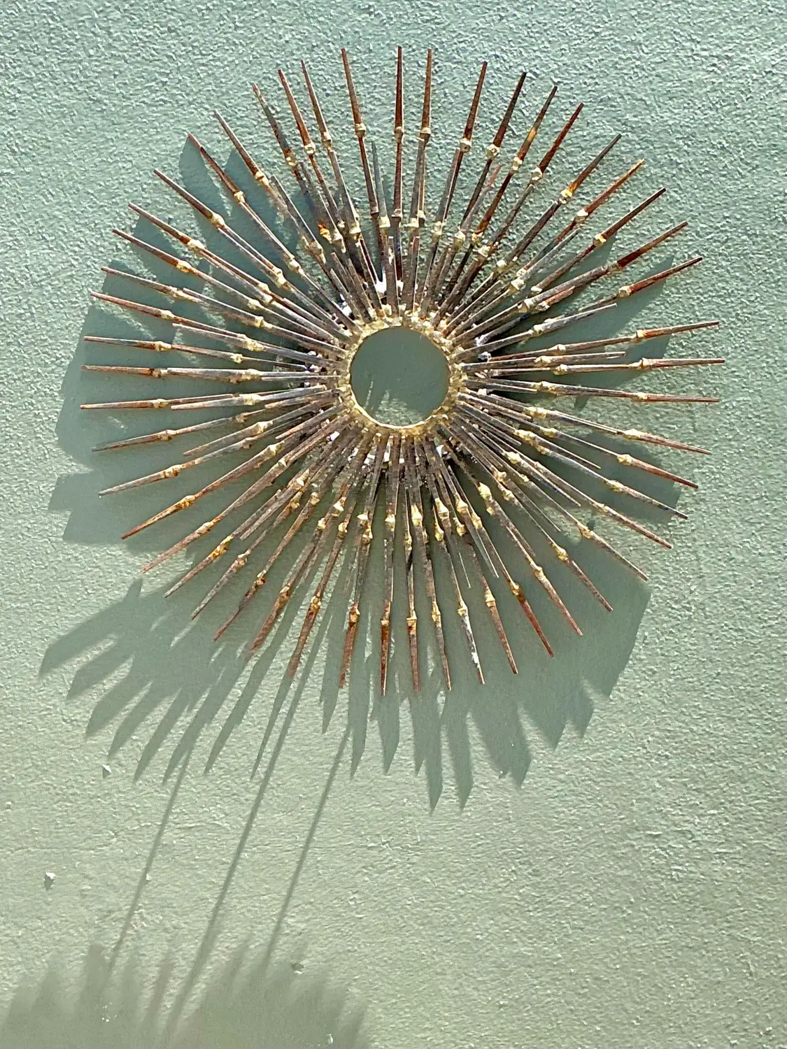Vintage MCM Wrought Iron Sunburst - Detail view