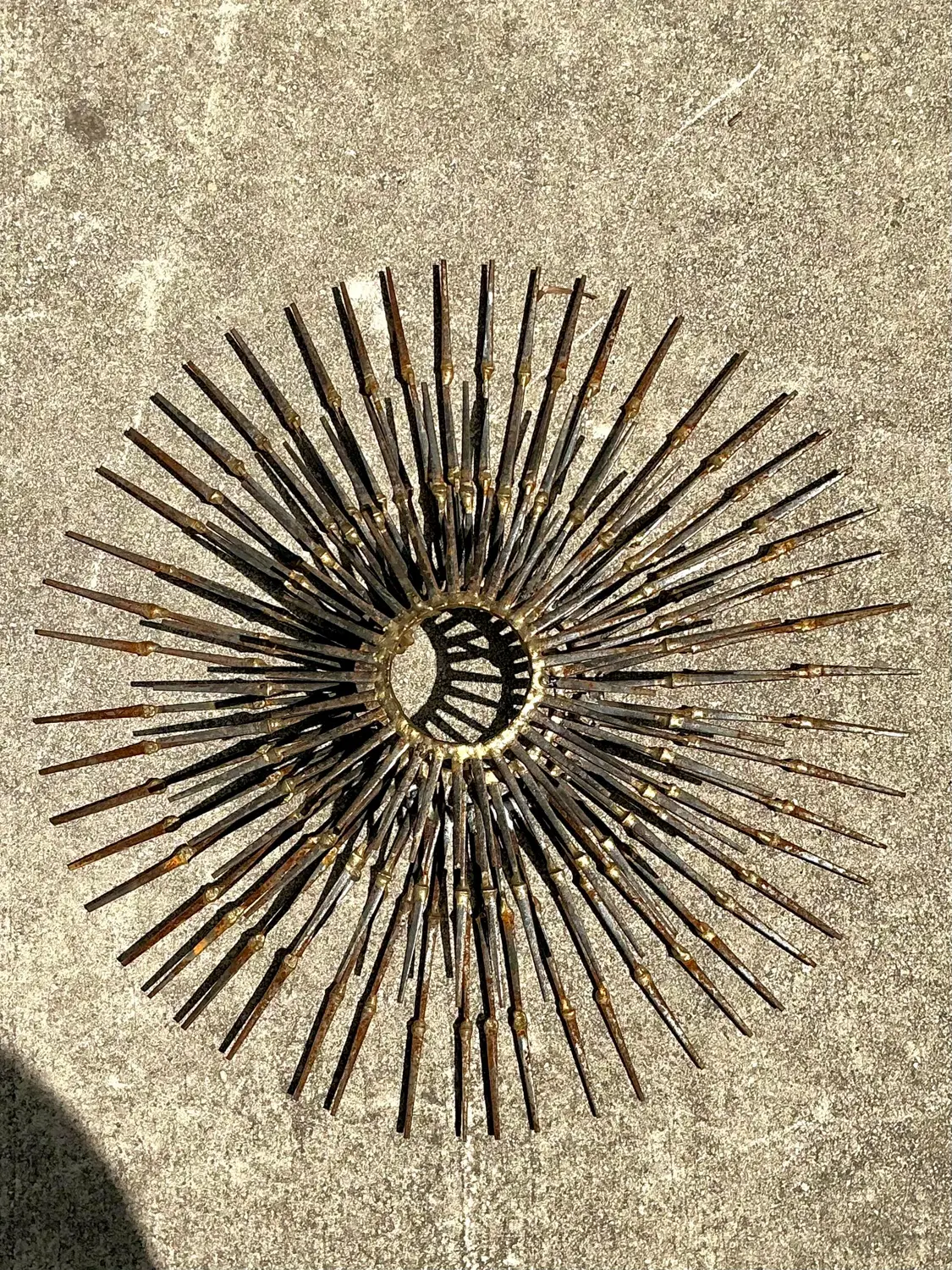 Vintage MCM Wrought Iron Sunburst - Side view