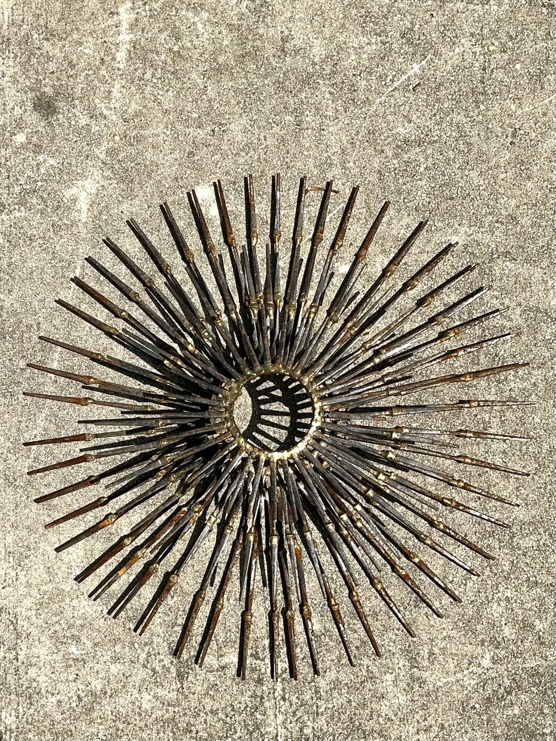 Vintage MCM Wrought Iron Sunburst - Top view