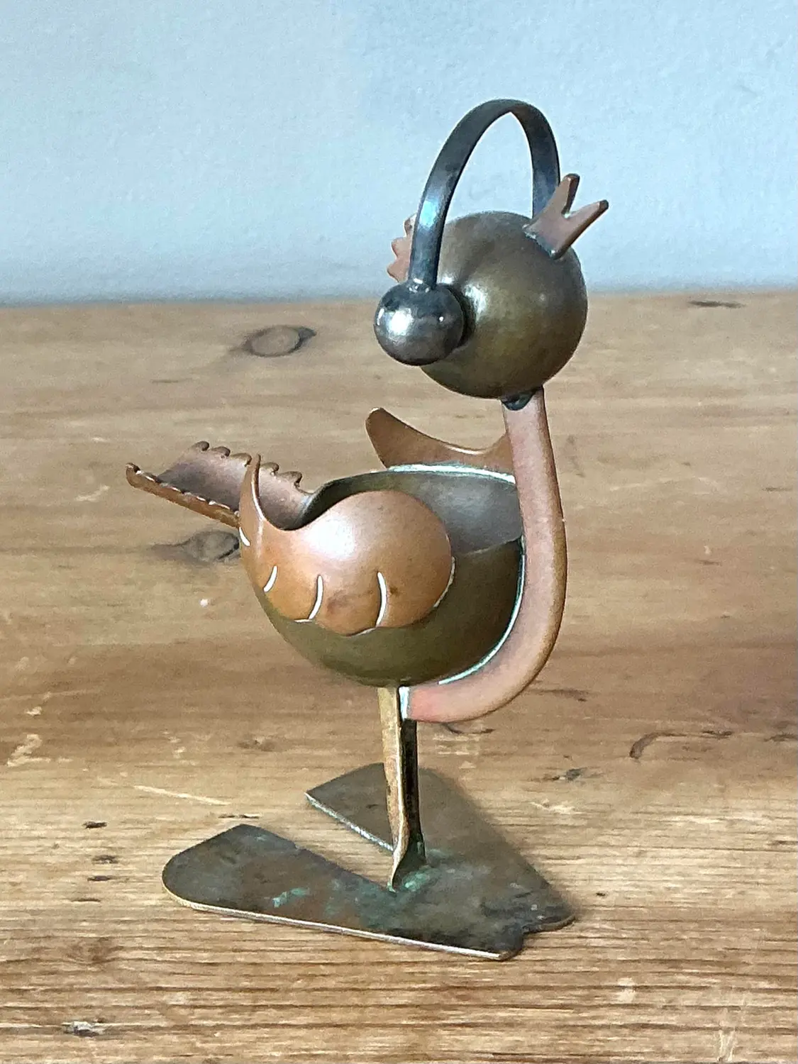 Vintage Mexican Brass and Copper Ashtray - Detail view