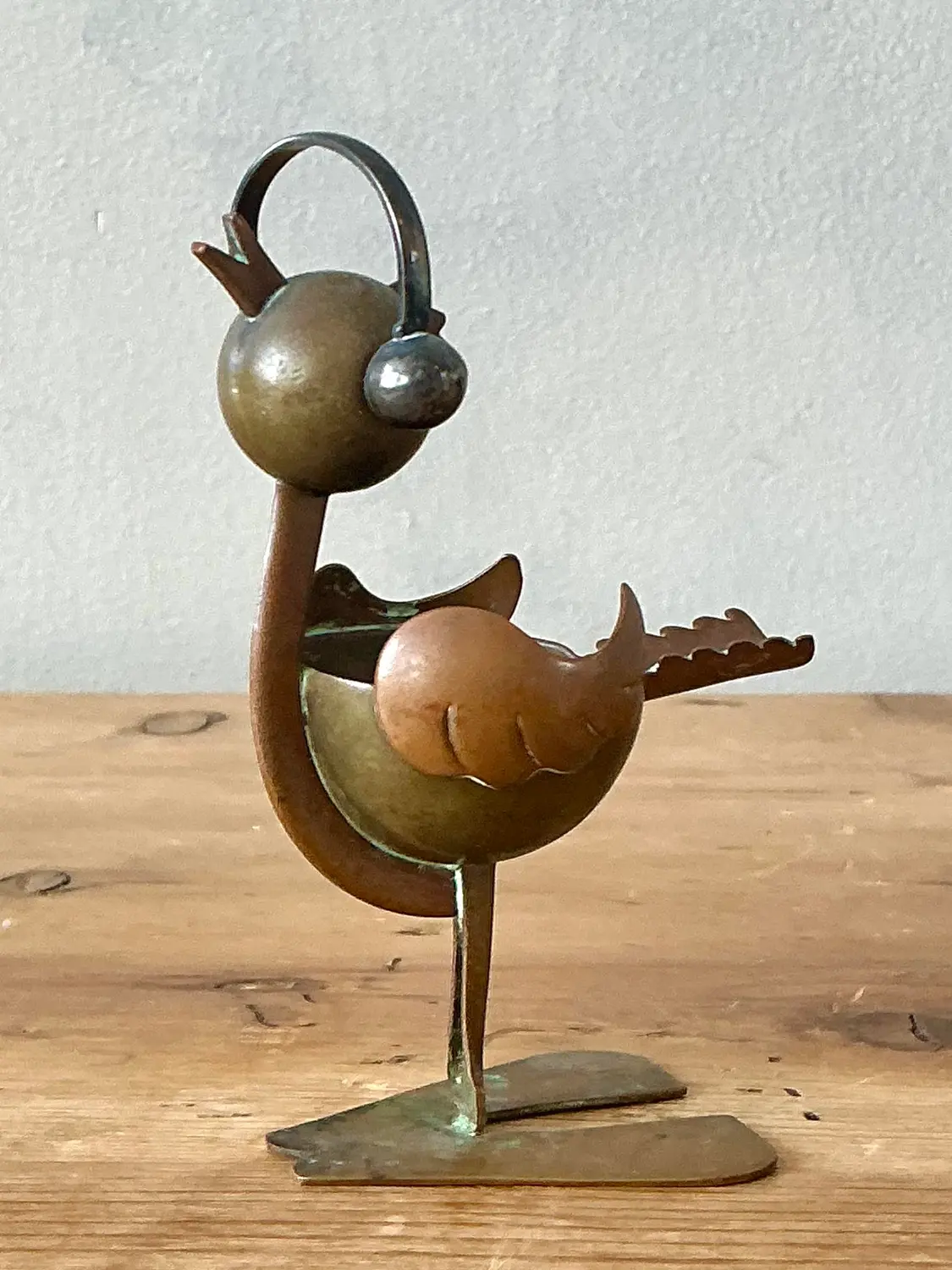 Vintage Mexican Brass and Copper Ashtray - Side view