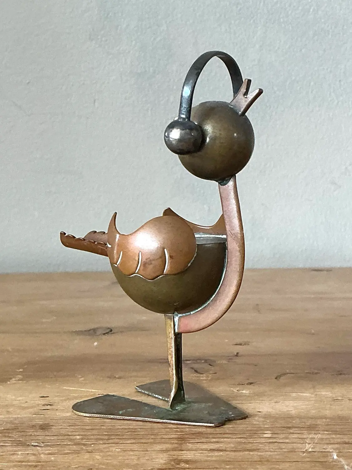 Vintage Mexican Brass and Copper Ashtray - Back view