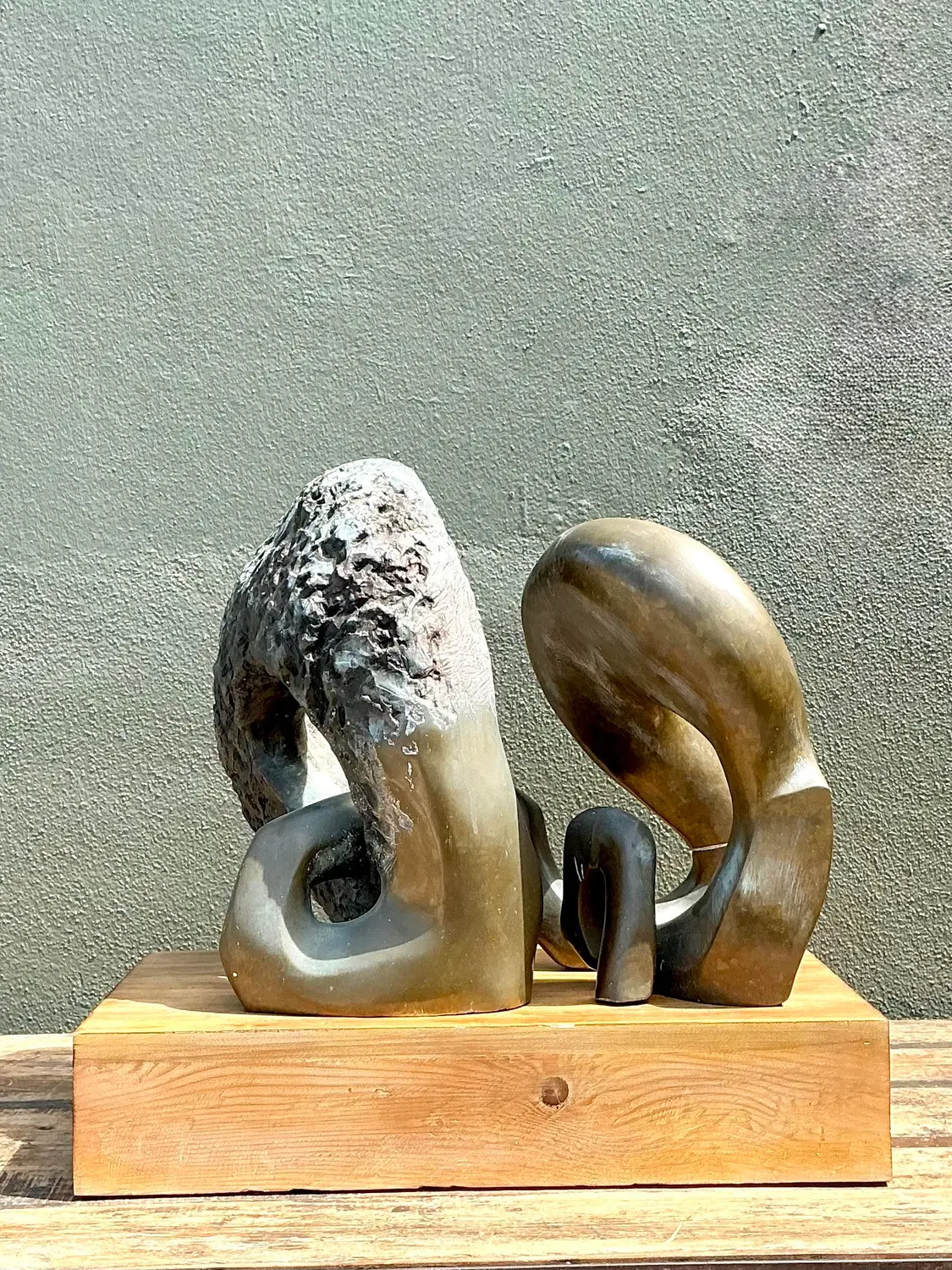 Vintage Monumental Bronze Abstract Sculpture