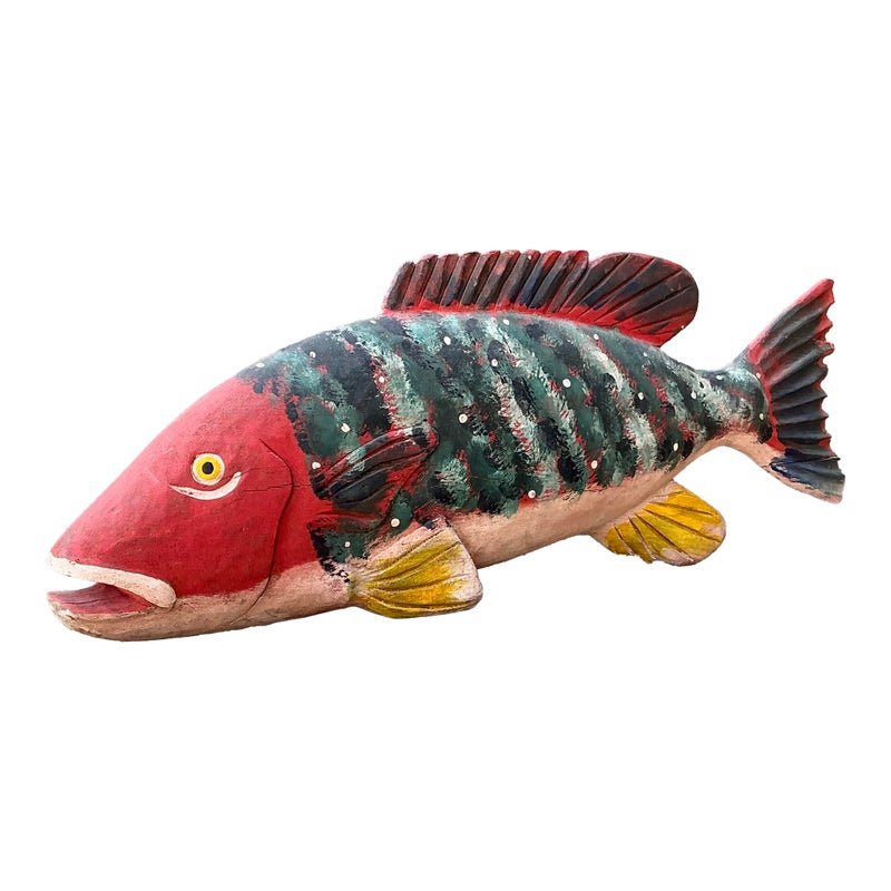 Vintage Monumental Hand Painted Fish