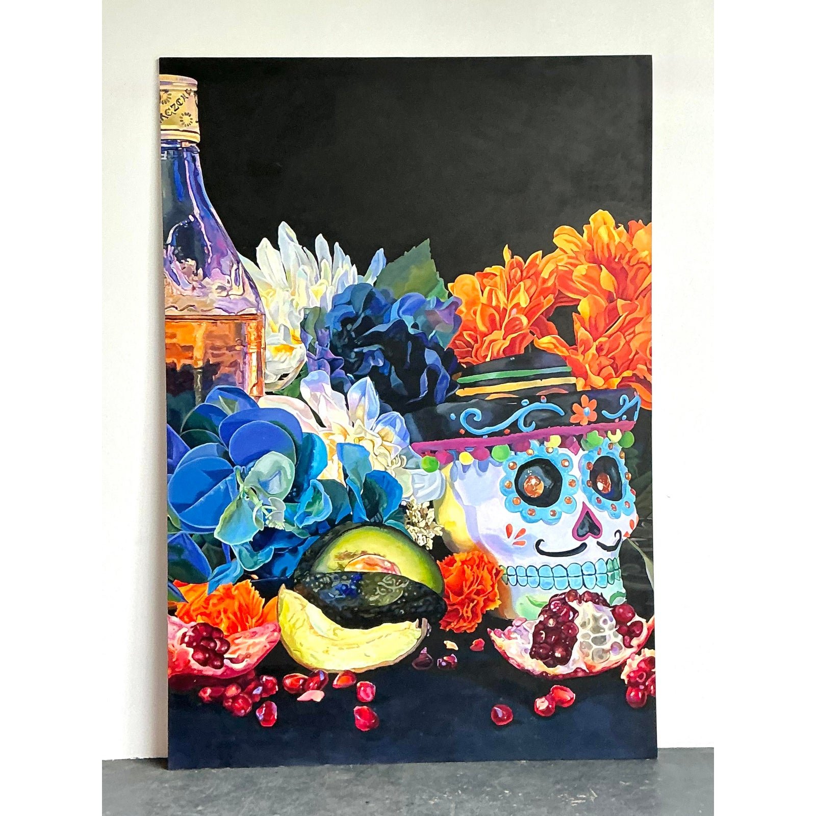 Vintage Monumental Original Still Life Oil on Canvas
