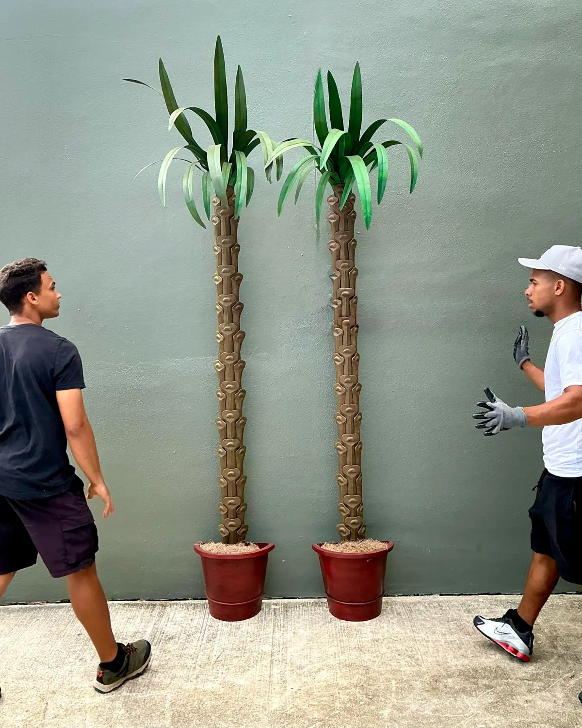 Vintage Monumental Punch Cut Palm Trees - A Pair - Back view