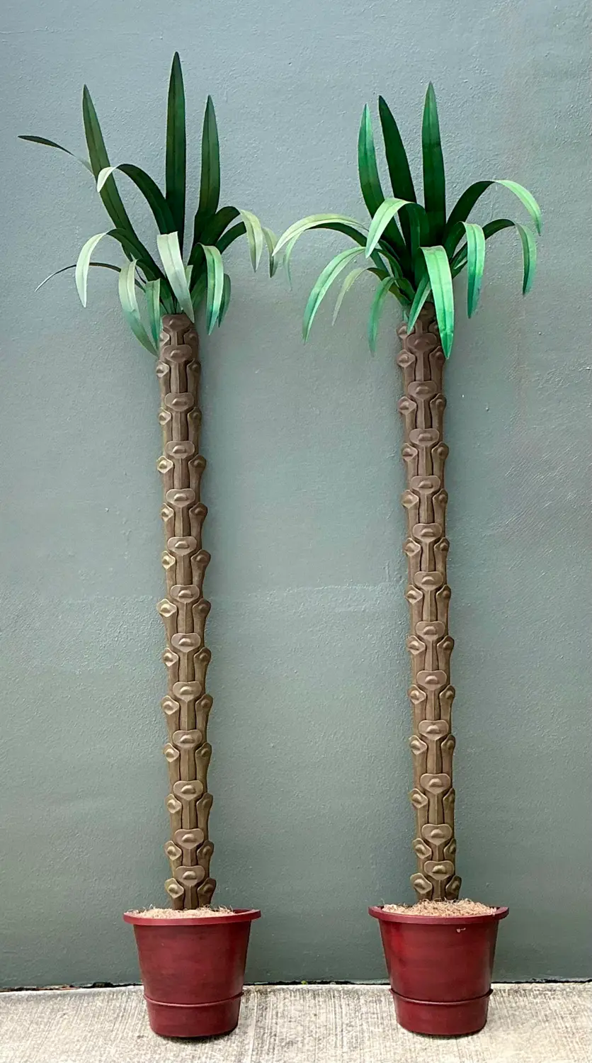 Vintage Monumental Punch Cut Palm Trees - A Pair - Top view