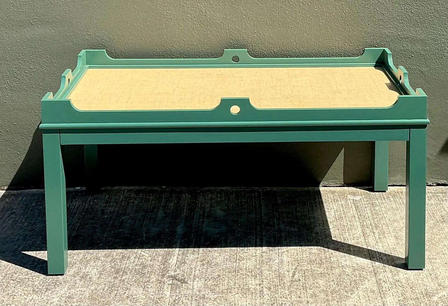 Vintage Oomph Lacquered Coffee Table With Seagrass Top - Detail view