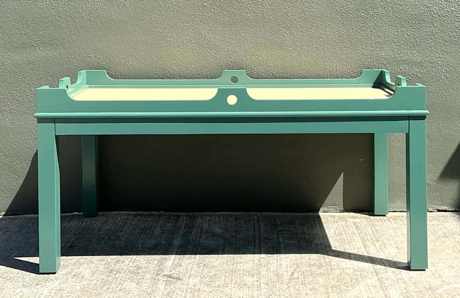 Vintage Oomph Lacquered Coffee Table With Seagrass Top - Back view